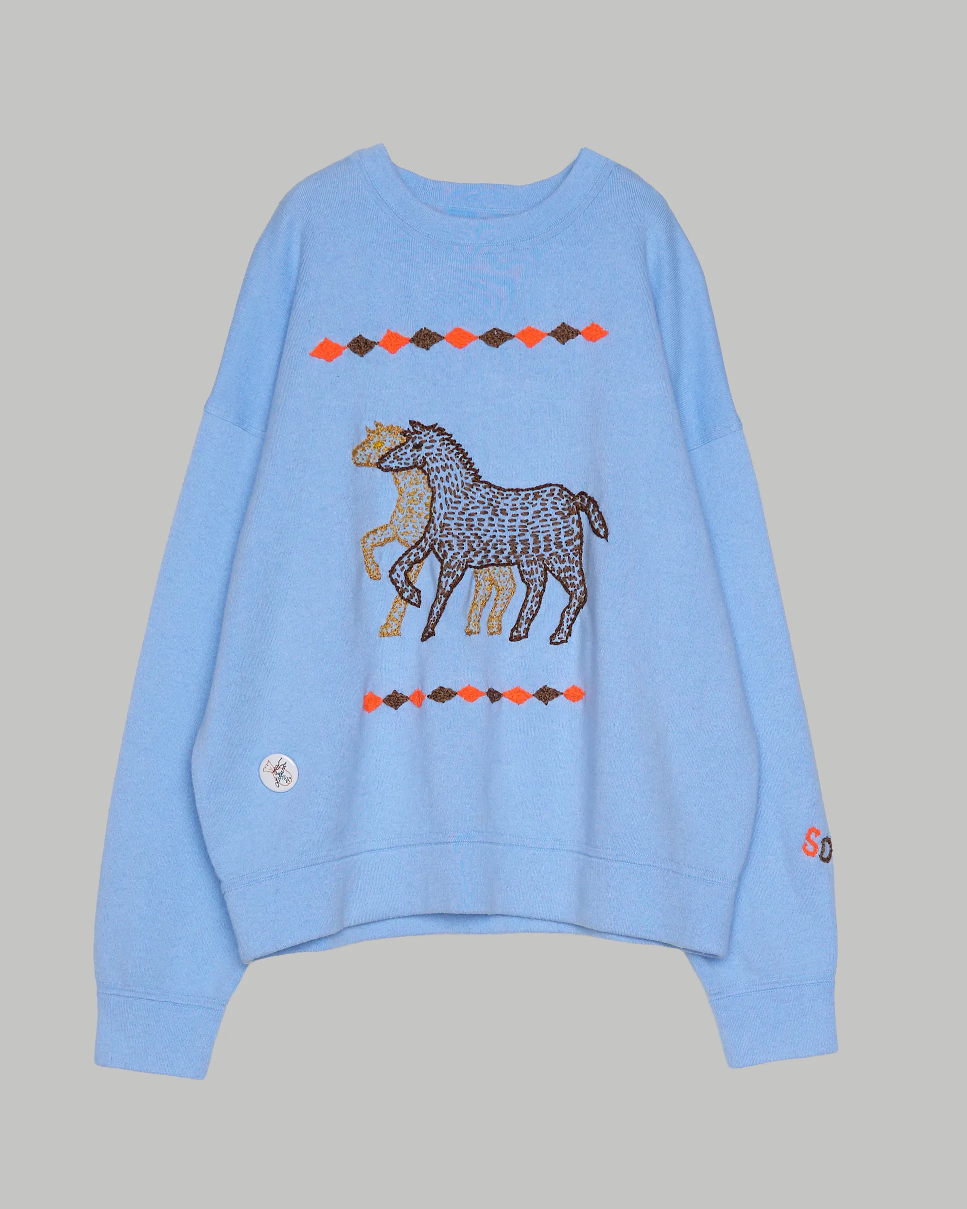 OTAKARA NYC x SAYAKA DAVIS Fire Horse Knit Sweatshirt in Heather Sky sold by Sayaka Davis product image thumbnail 5