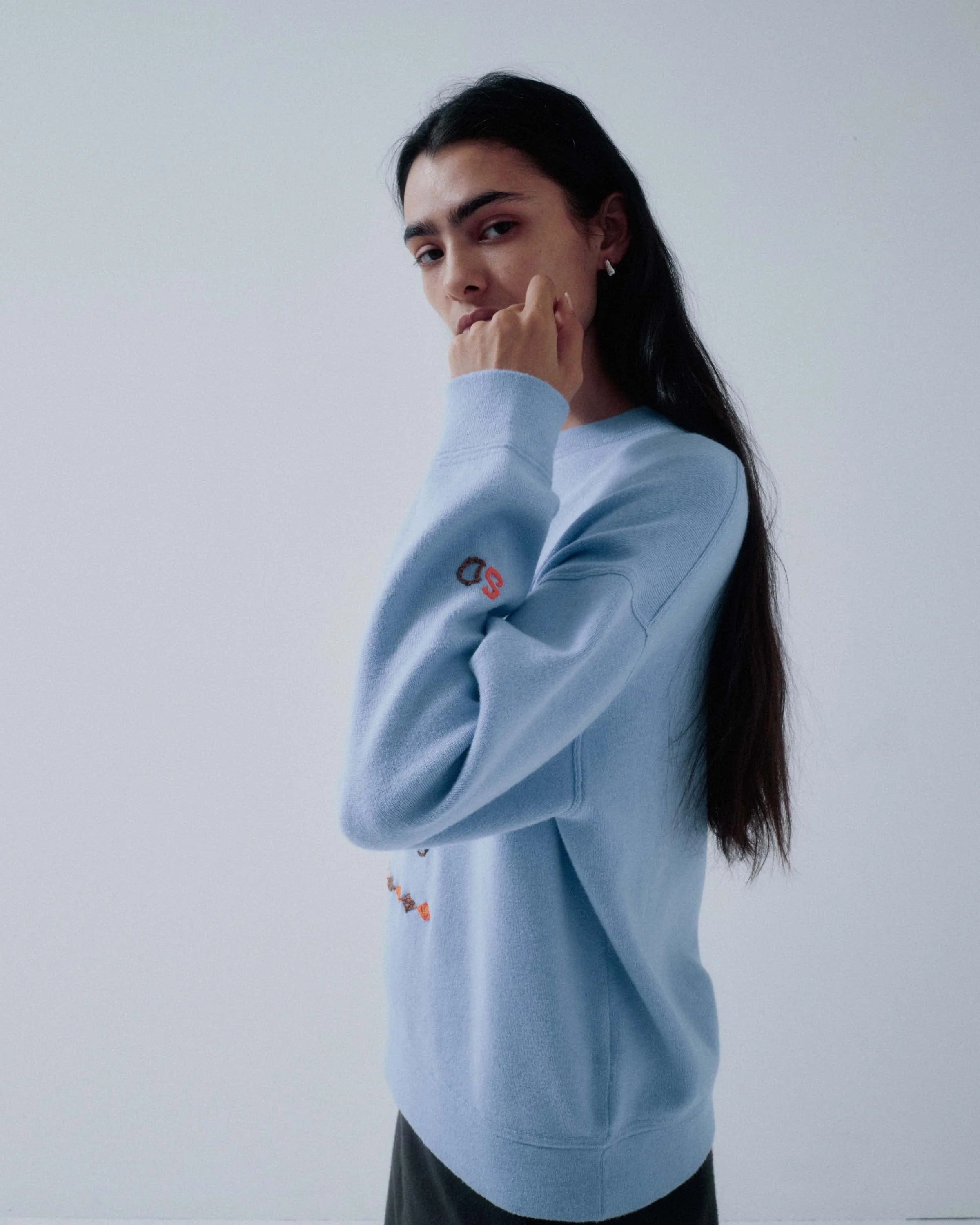 OTAKARA NYC x SAYAKA DAVIS Fire Horse Knit Sweatshirt in Heather Sky sold by Sayaka Davis product image thumbnail 4