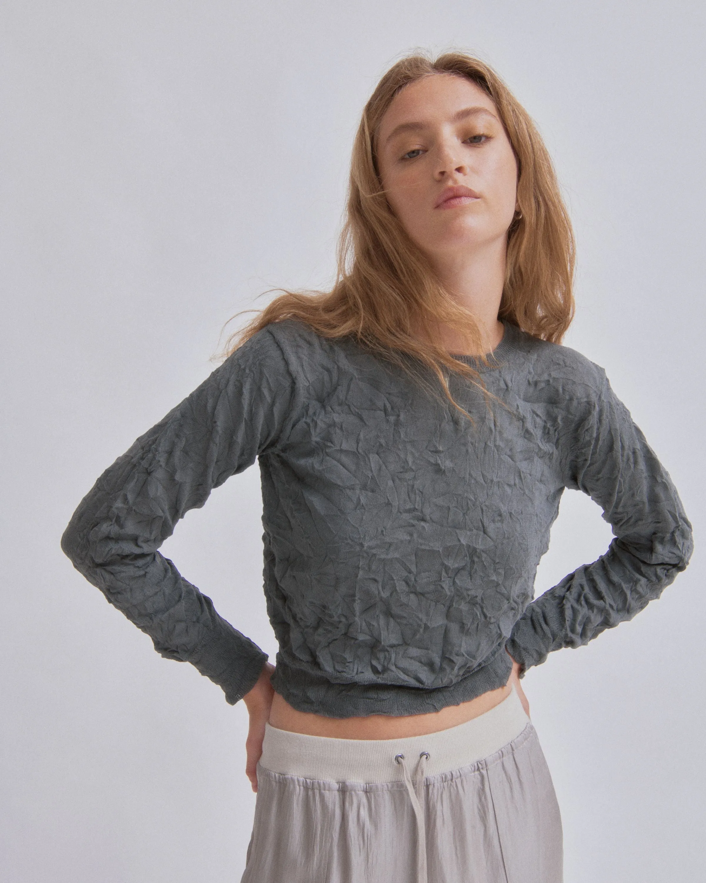 Crinkled Pullover in Steel sold by Sayaka Davis product image thumbnail 3