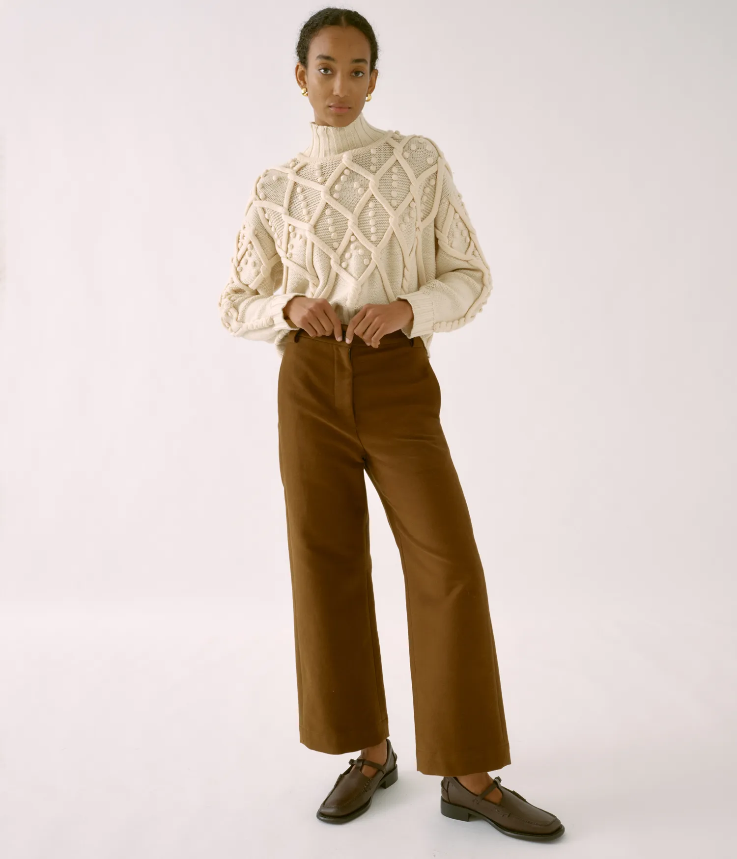 Pom-Pom Cable Sweater in Ivory sold by Sayaka Davis product image thumbnail 3