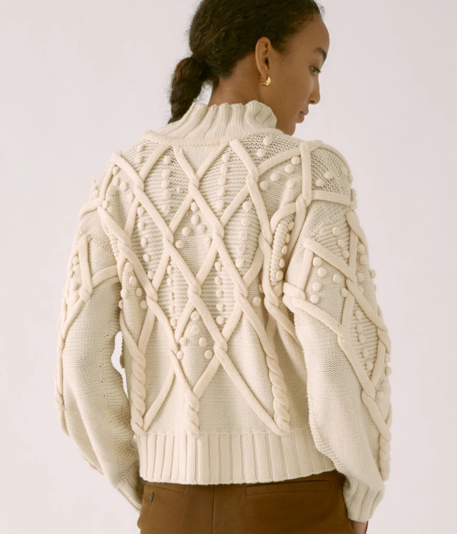 Pom-Pom Cable Sweater in Ivory sold by Sayaka Davis product image thumbnail 4