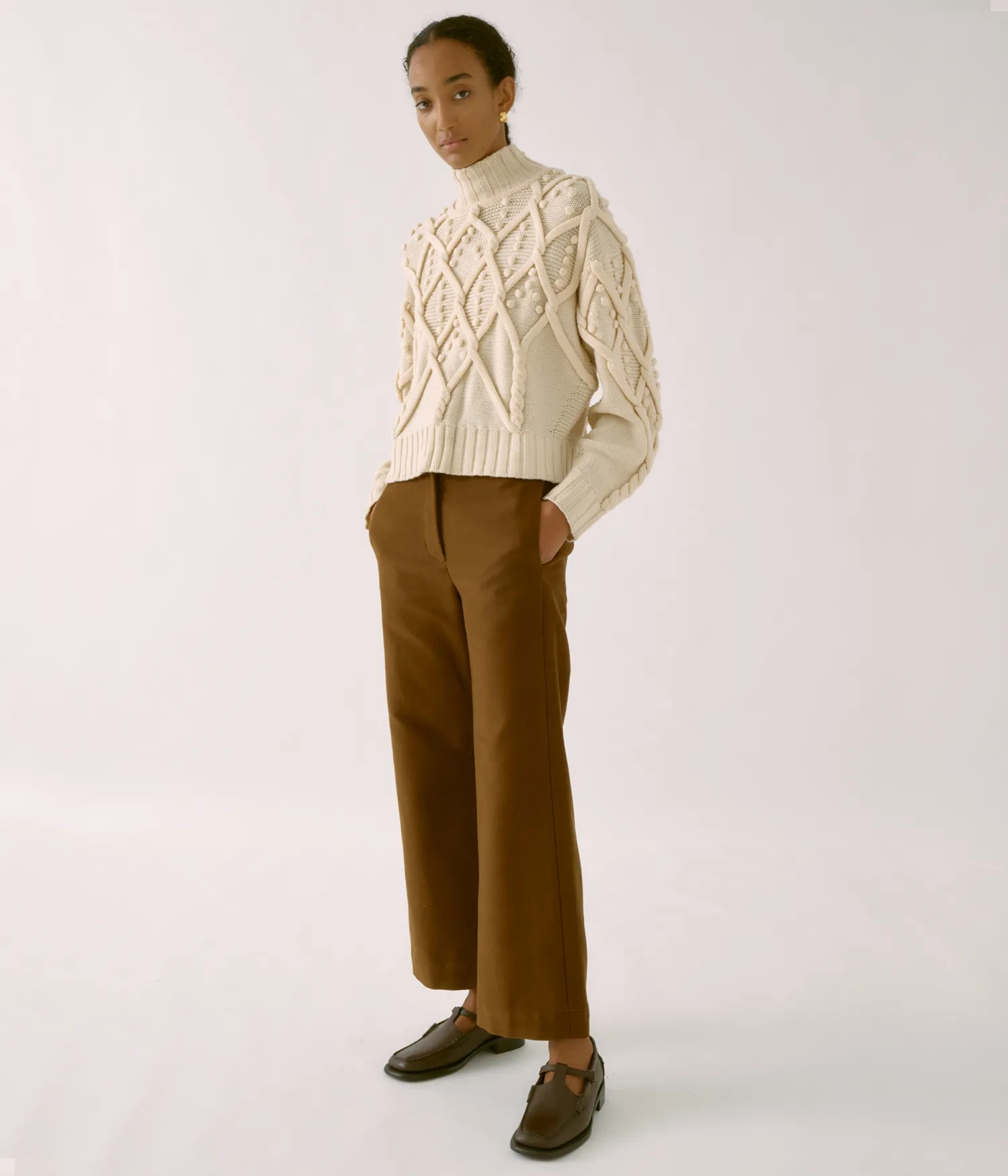 Pom-Pom Cable Sweater in Ivory sold by Sayaka Davis product image thumbnail 5