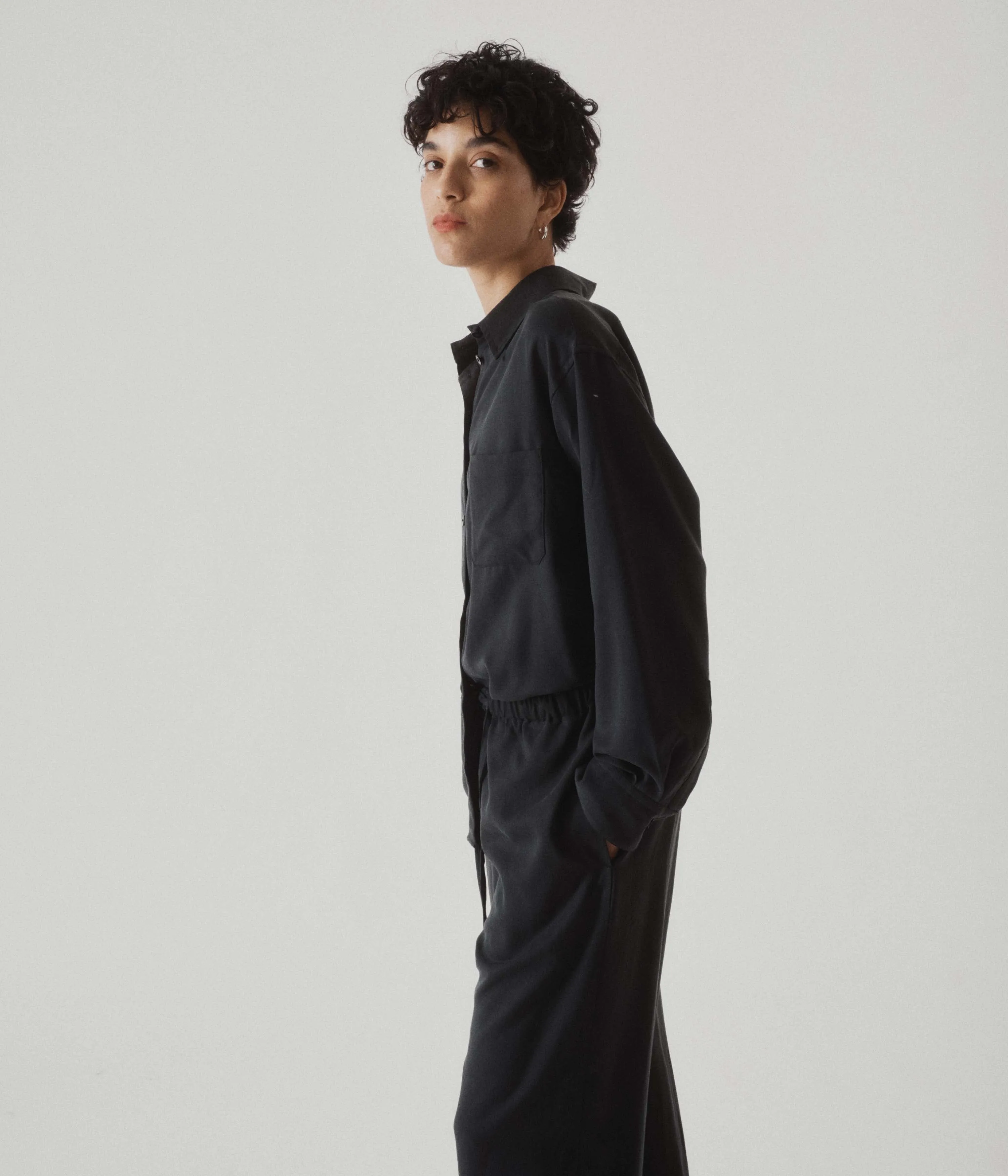 PULL-ON JUMPSUIT IN CHARCOAL sold by Sayaka Davis product image thumbnail 5