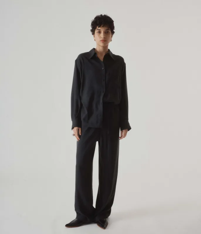 PULL-ON JUMPSUIT IN CHARCOAL made by Sayaka Davis
