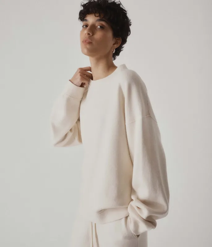 KNIT SWEATSHIRT IN IVORY made by Sayaka Davis
