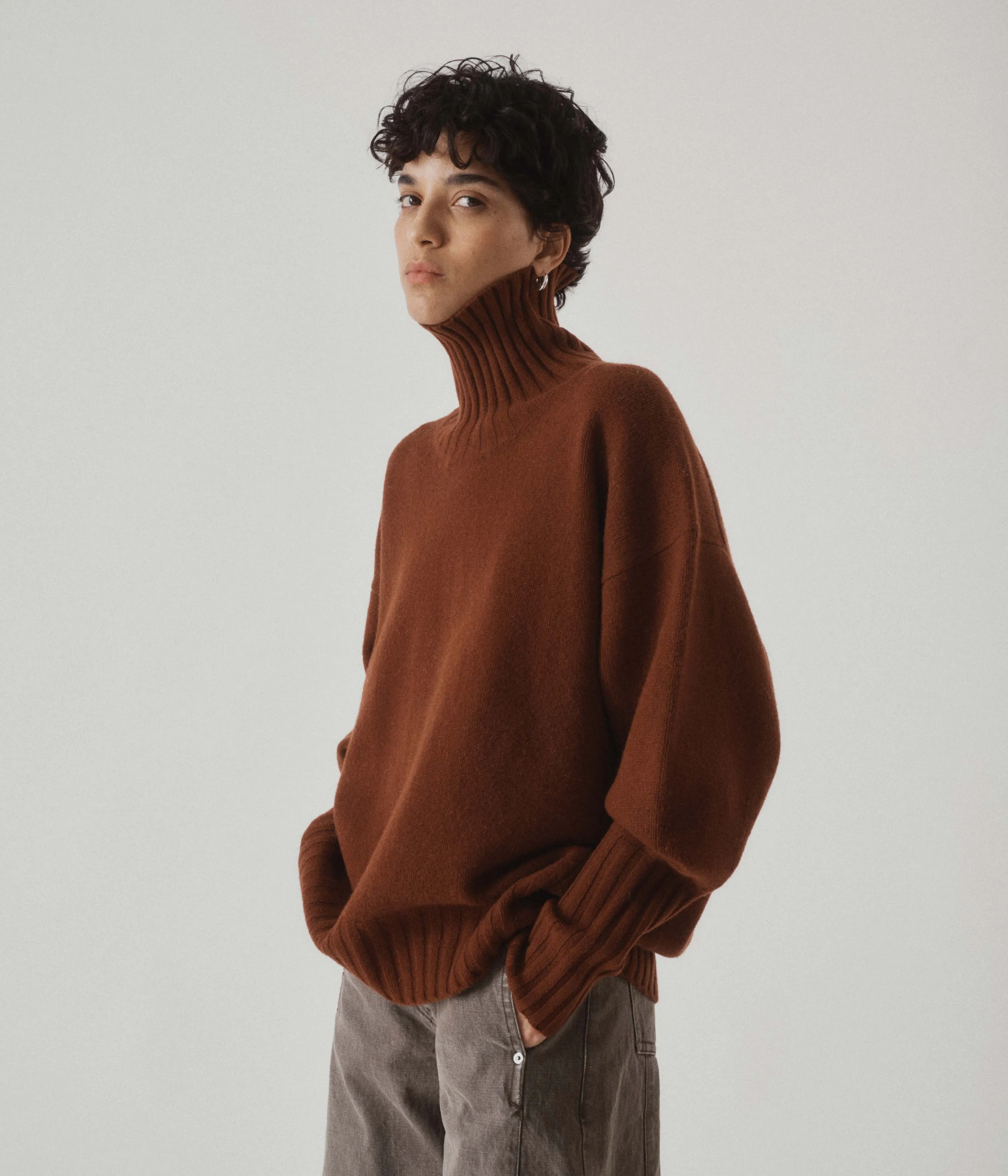 HIGHCOLLAR SWEATER IN CINNAMON sold by Sayaka Davis