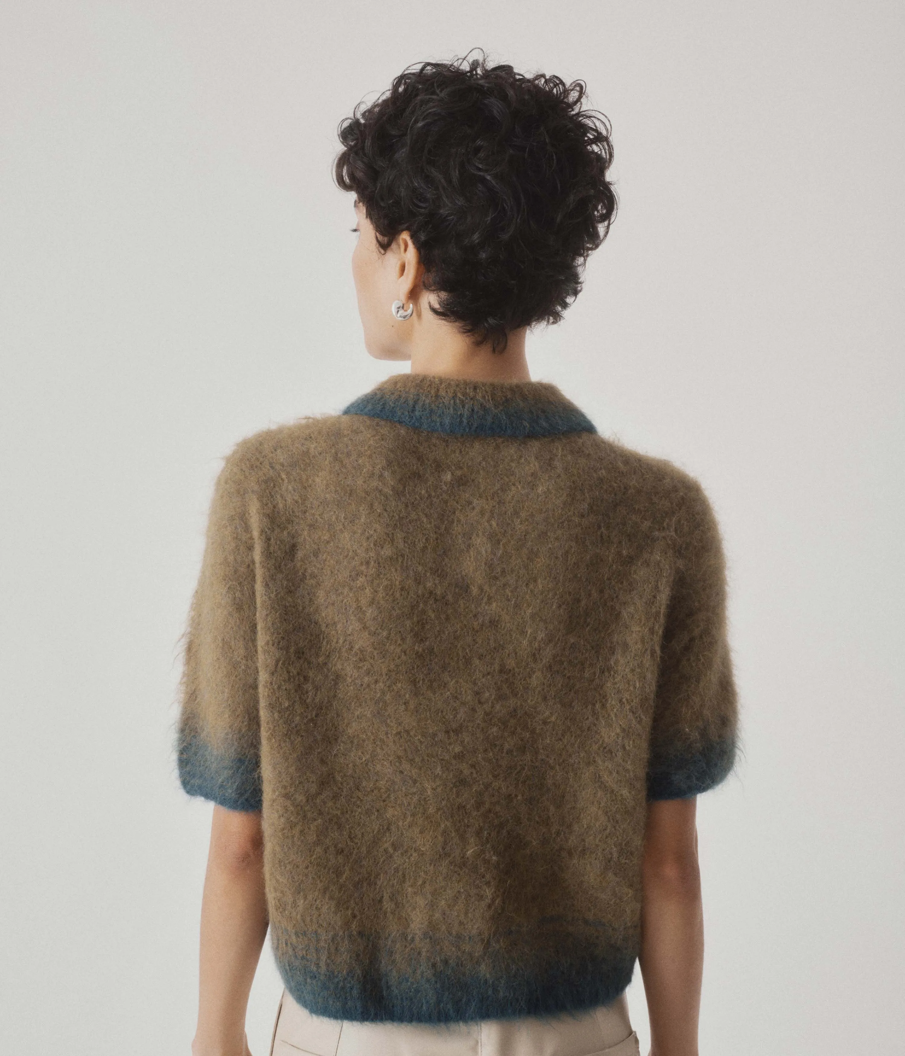 COMPACT KNIT POLO IN OLIVE × GREEN sold by Sayaka Davis product image thumbnail 4