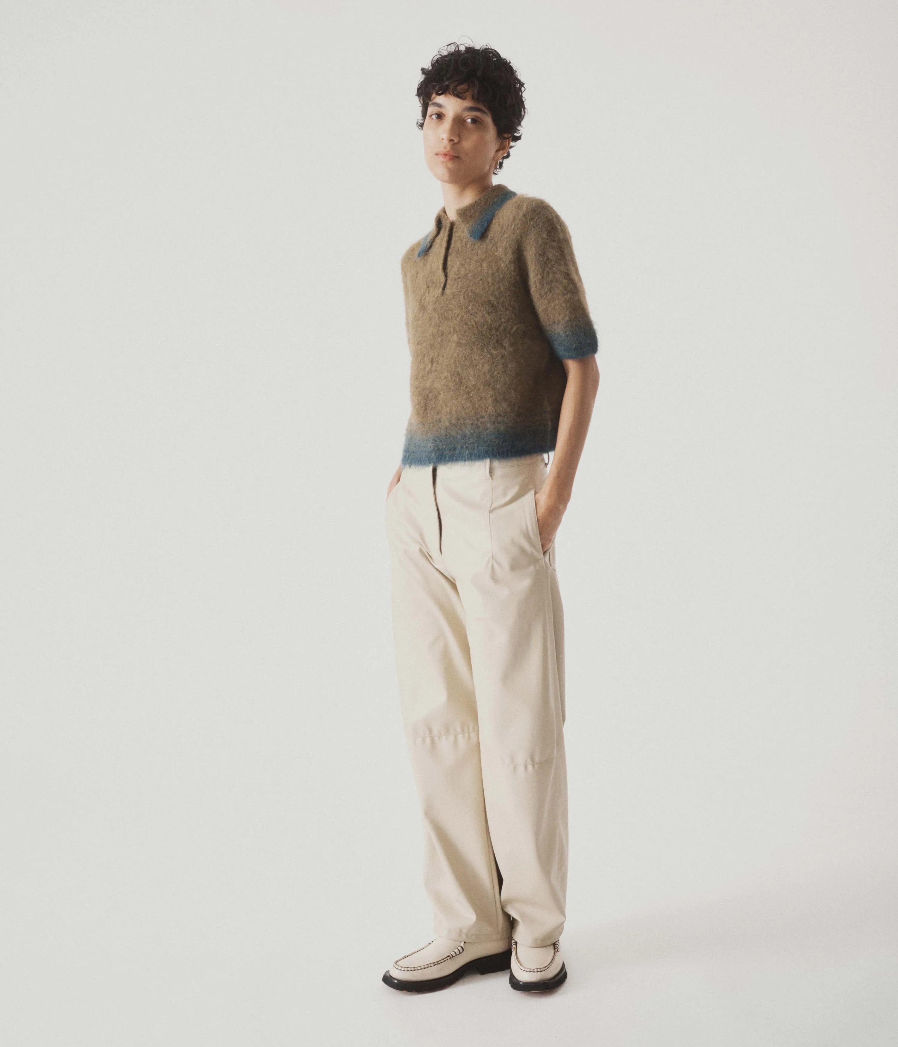 COMPACT KNIT POLO IN OLIVE × GREEN sold by Sayaka Davis product image thumbnail 5