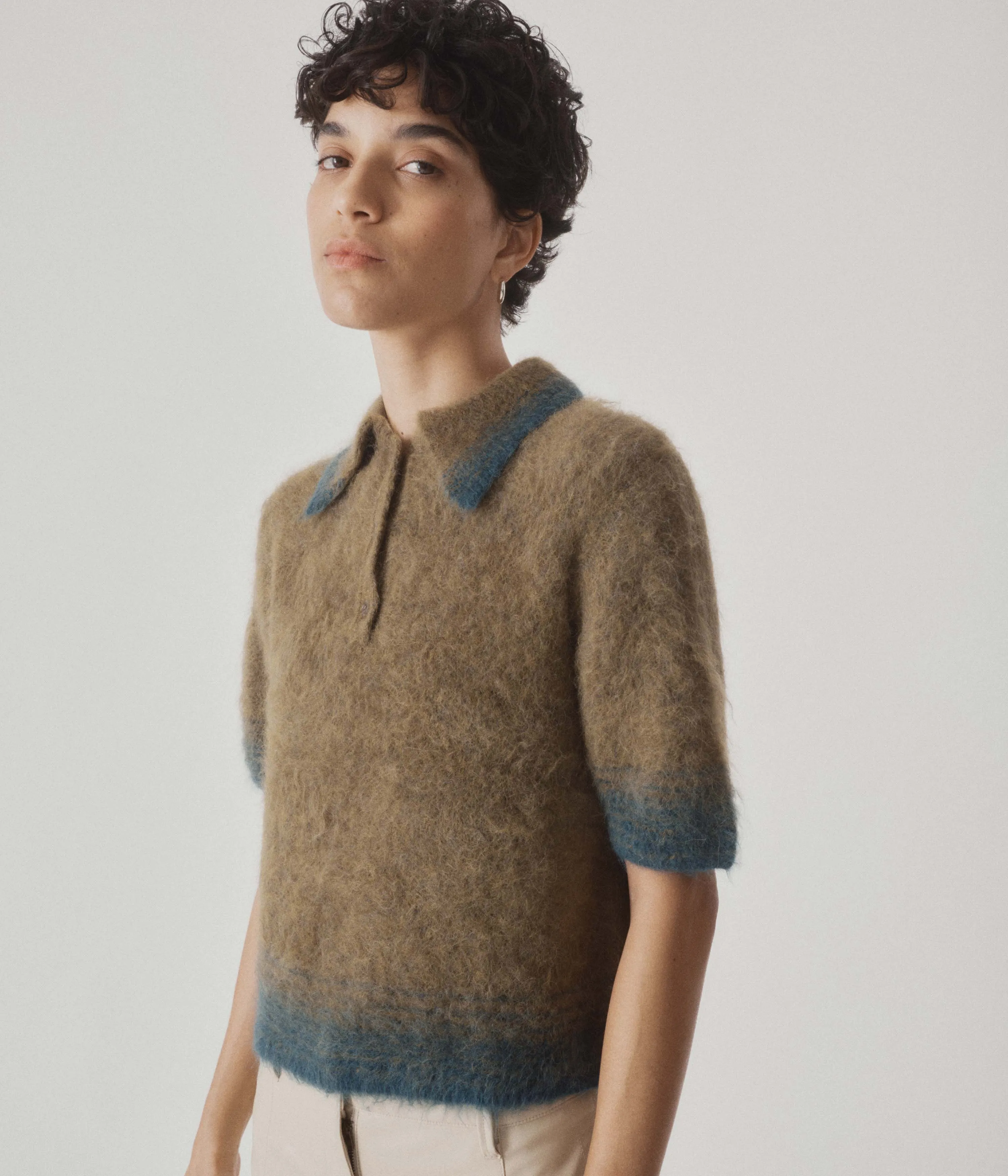 COMPACT KNIT POLO IN OLIVE × GREEN sold by Sayaka Davis product image thumbnail 2