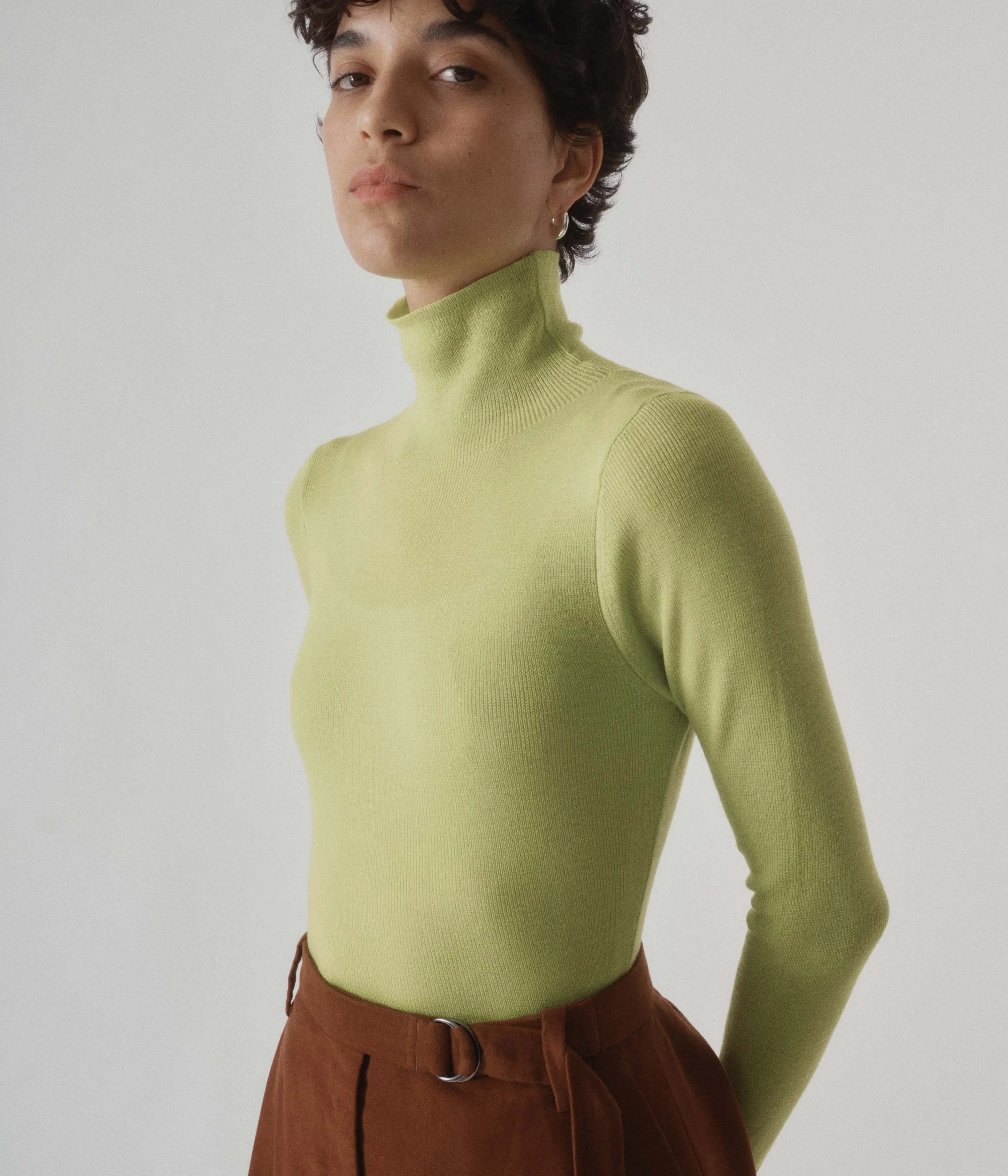 RIBBED HIGHNECK IN WASABI sold by Sayaka Davis
