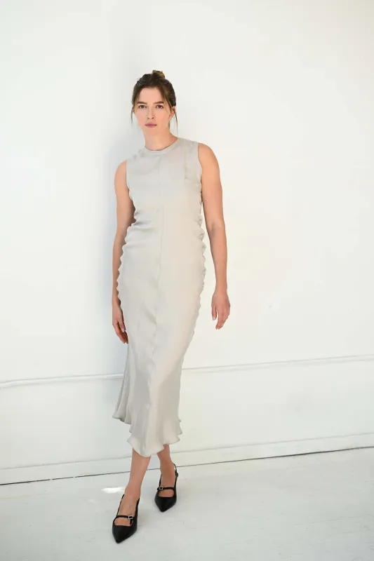 Draped Waist Dress in Moon Gray made by Sayaka Davis