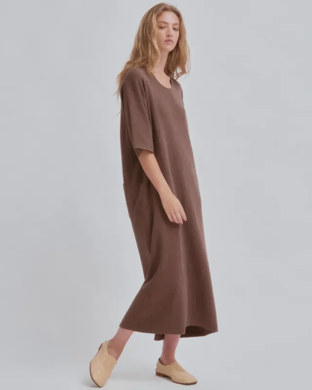 U-Neck Knit Dress in Wood made by Sayaka Davis