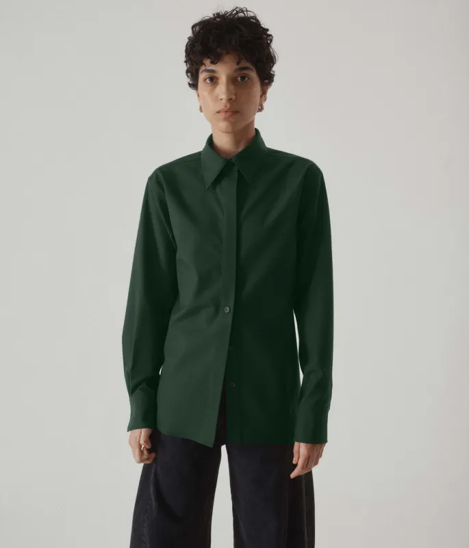 Slim Wool Shirt in Pine sold by Sayaka Davis