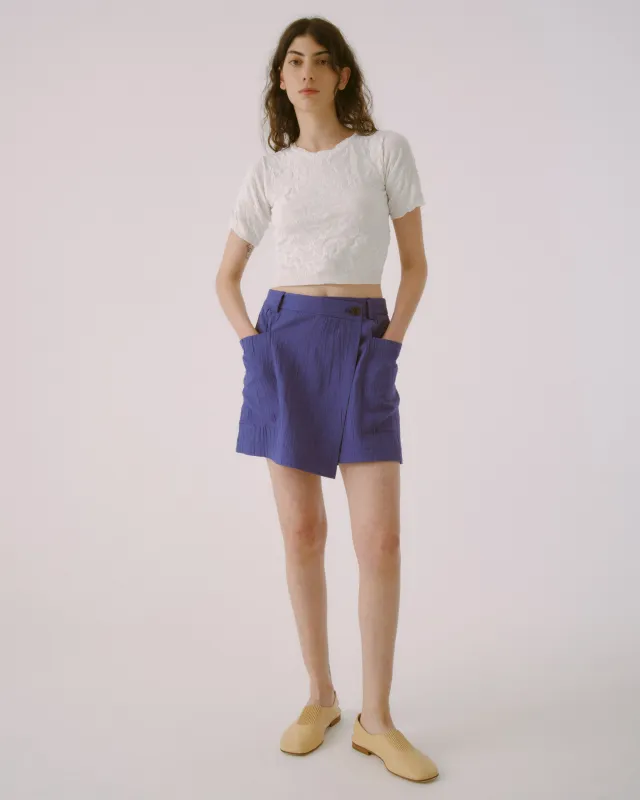 Crinkled Petite Knit Tee in  White made by Sayaka Davis
