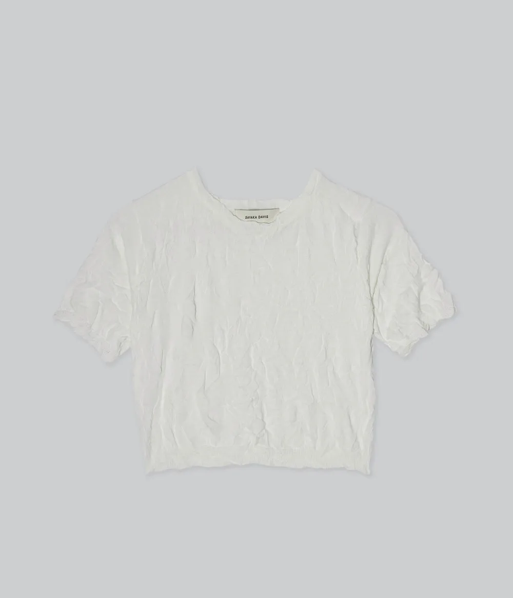 Crinkled Petite Knit Tee in White sold by Sayaka Davis product image thumbnail 4