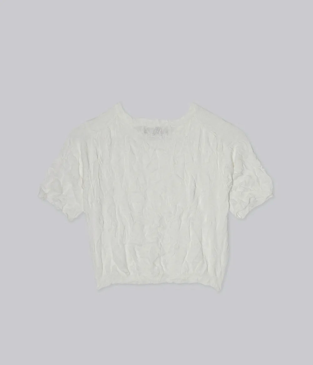 Crinkled Petite Knit Tee in White sold by Sayaka Davis product image thumbnail 5