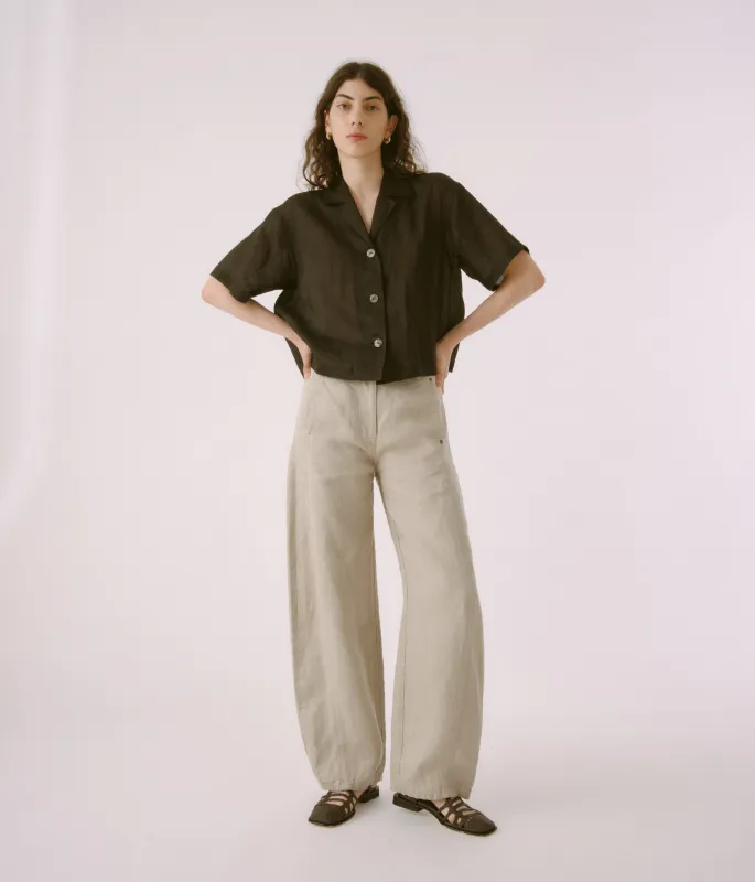 Sheer Cropped Shirt in Black made by Sayaka Davis