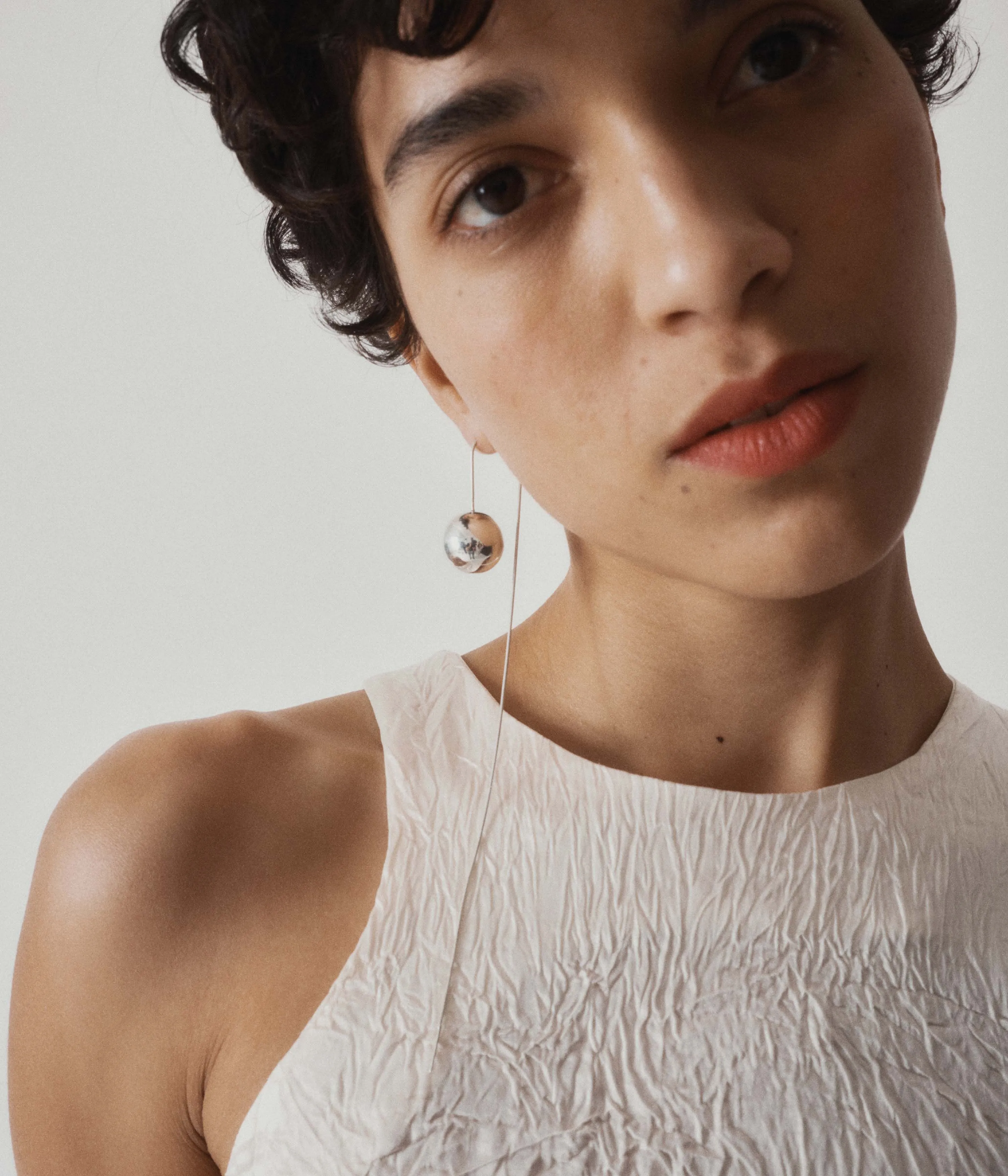 Crinkled Satin Tank in Cream sold by Sayaka Davis product image thumbnail 3