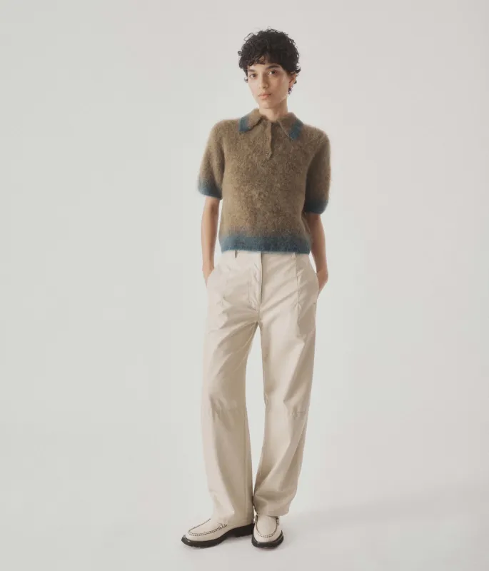 Vegan Leather Pants in Light Beige made by Sayaka Davis