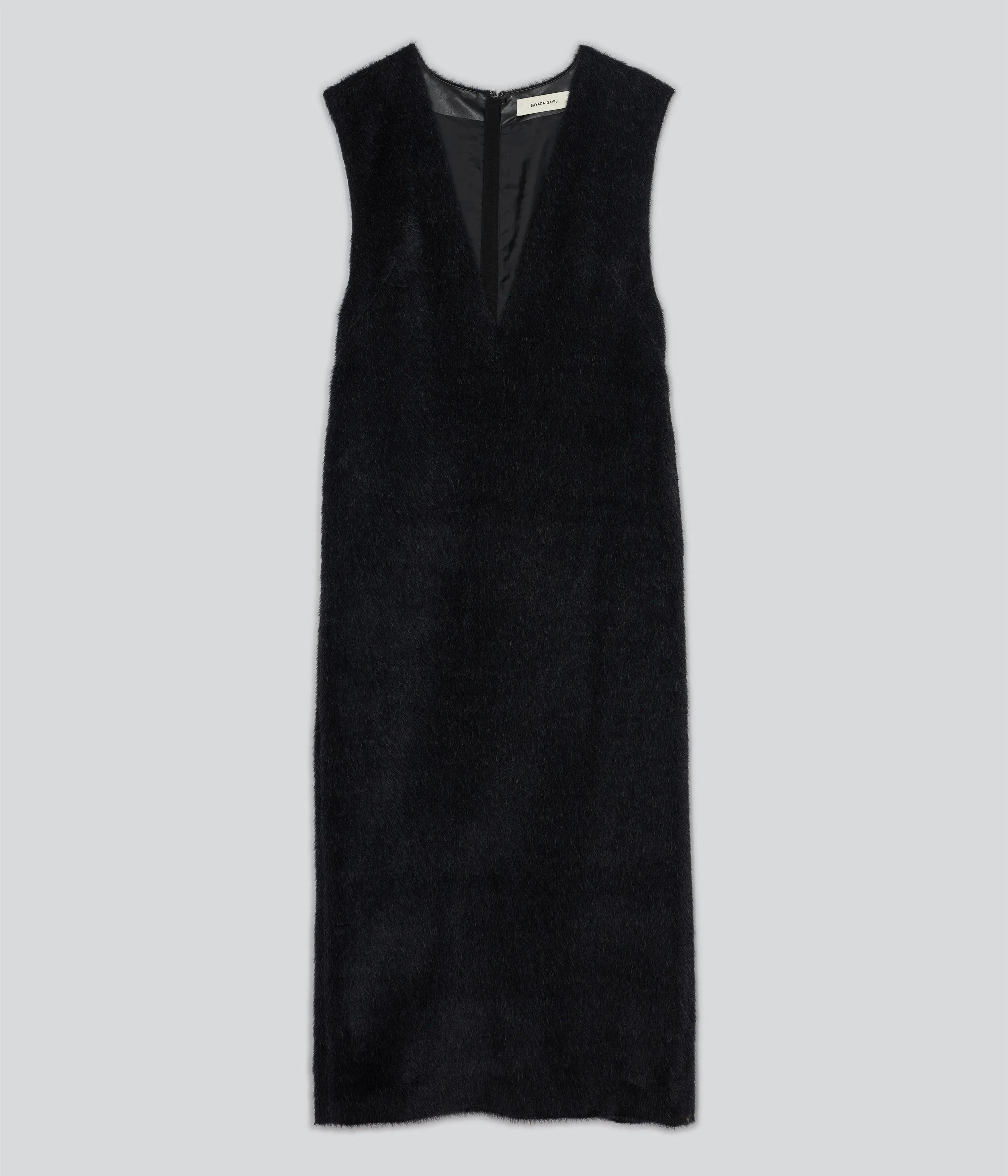 Eco Fur Deep V Dress in Black sold by Sayaka Davis product image thumbnail 4