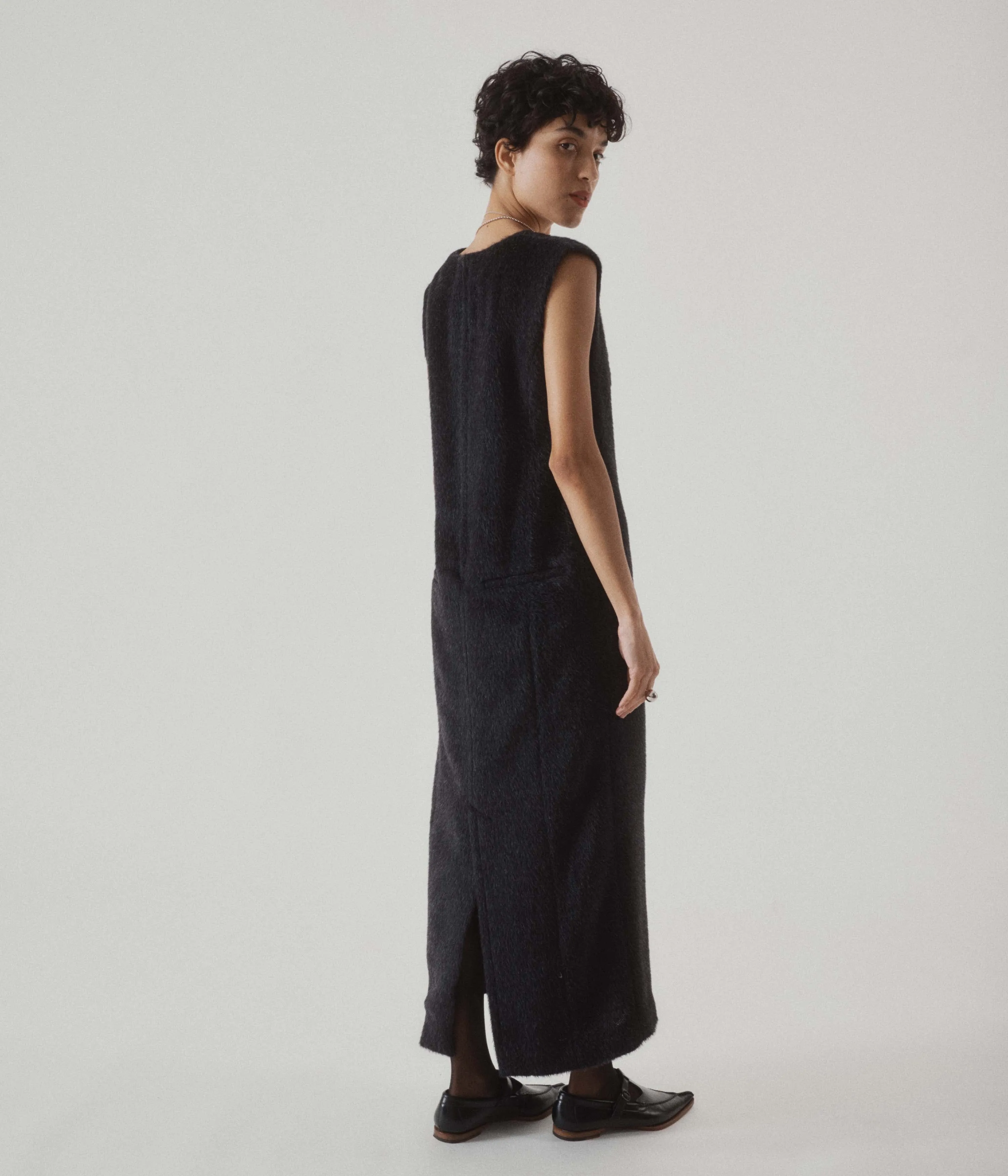 Eco Fur Deep V Dress in Black sold by Sayaka Davis product image thumbnail 2