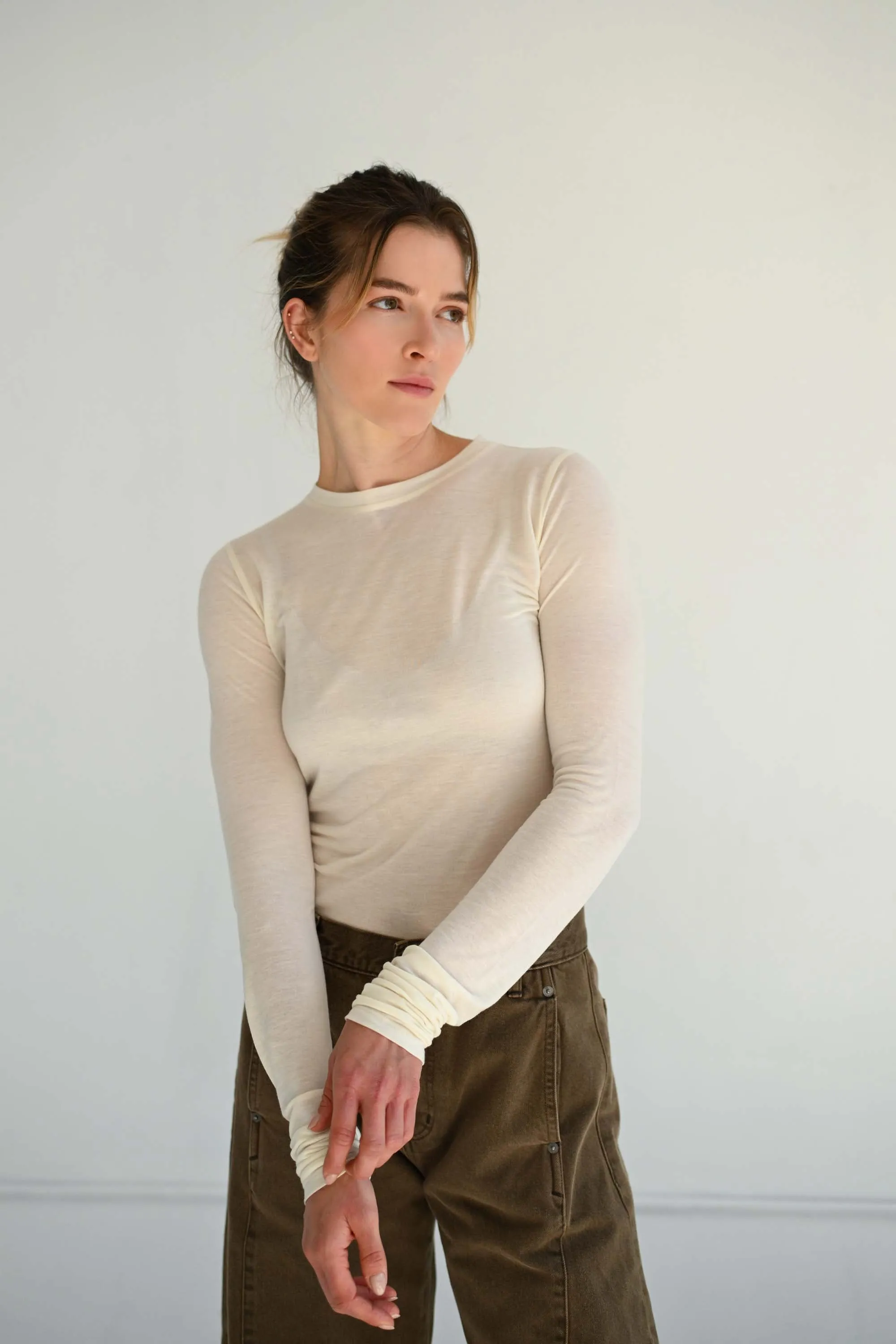 Long Sleeve Tee in Ivory sold by Sayaka Davis product image thumbnail 2