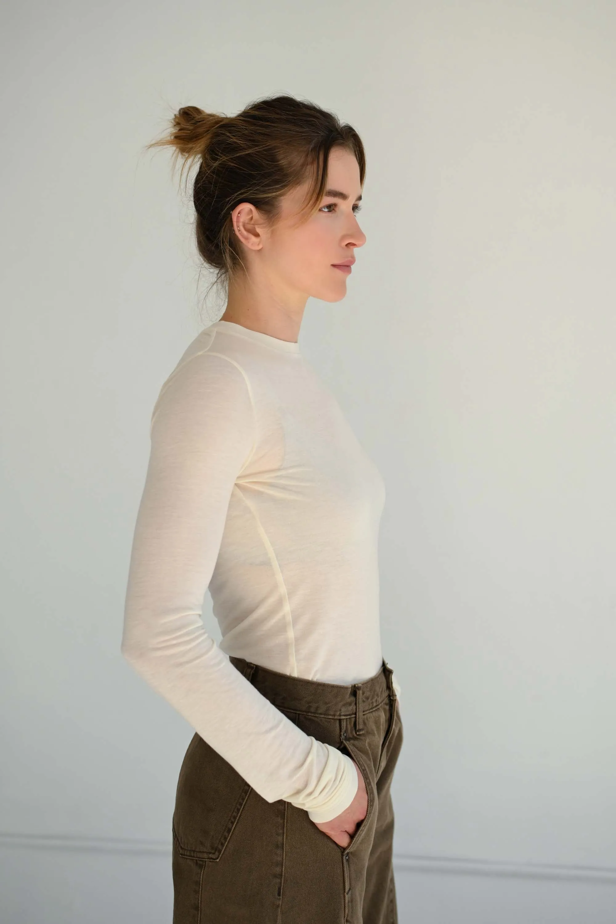 Long Sleeve Tee in Ivory sold by Sayaka Davis product image thumbnail 5