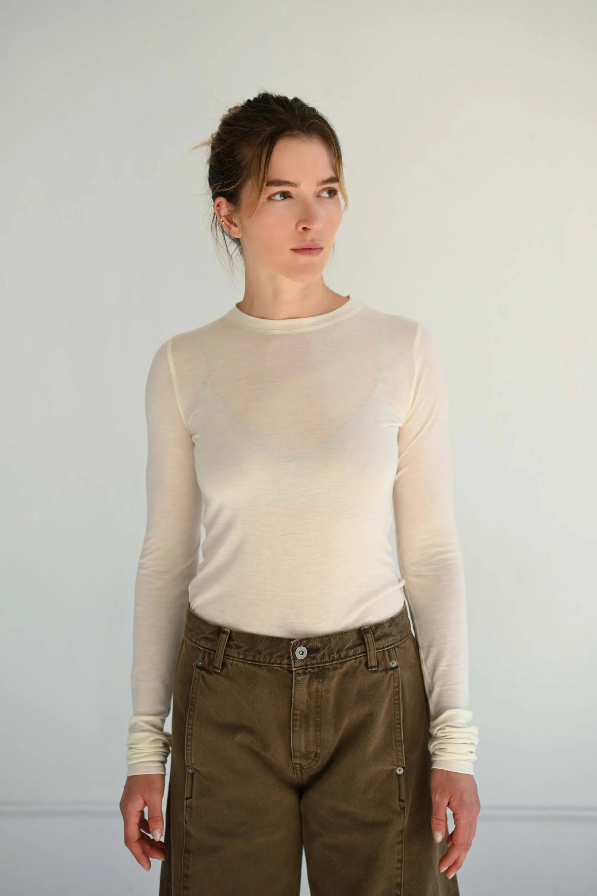 Long Sleeve Tee in Ivory sold by Sayaka Davis product image thumbnail 3