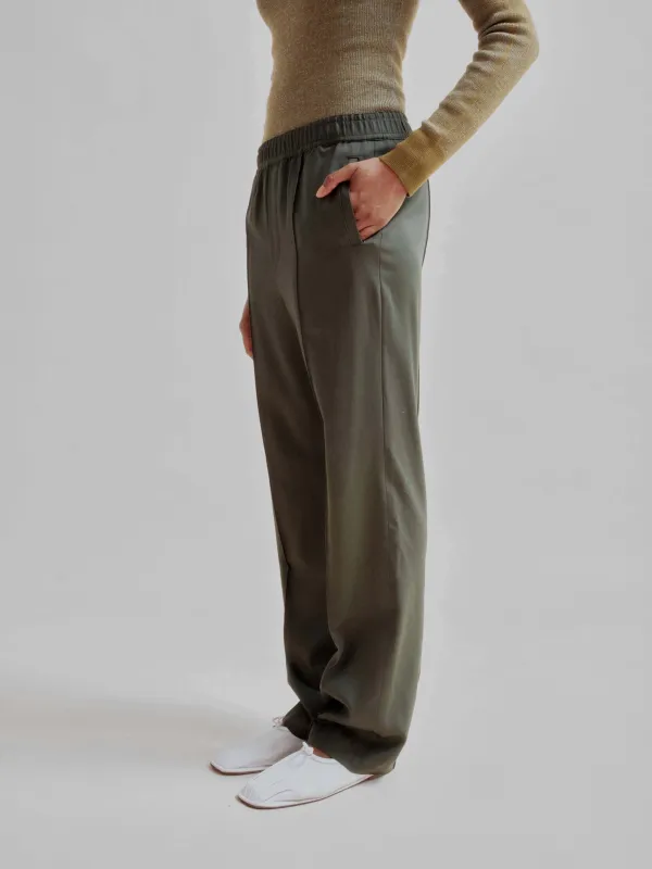 Wool Track Pants in Sap Green made by Sayaka Davis