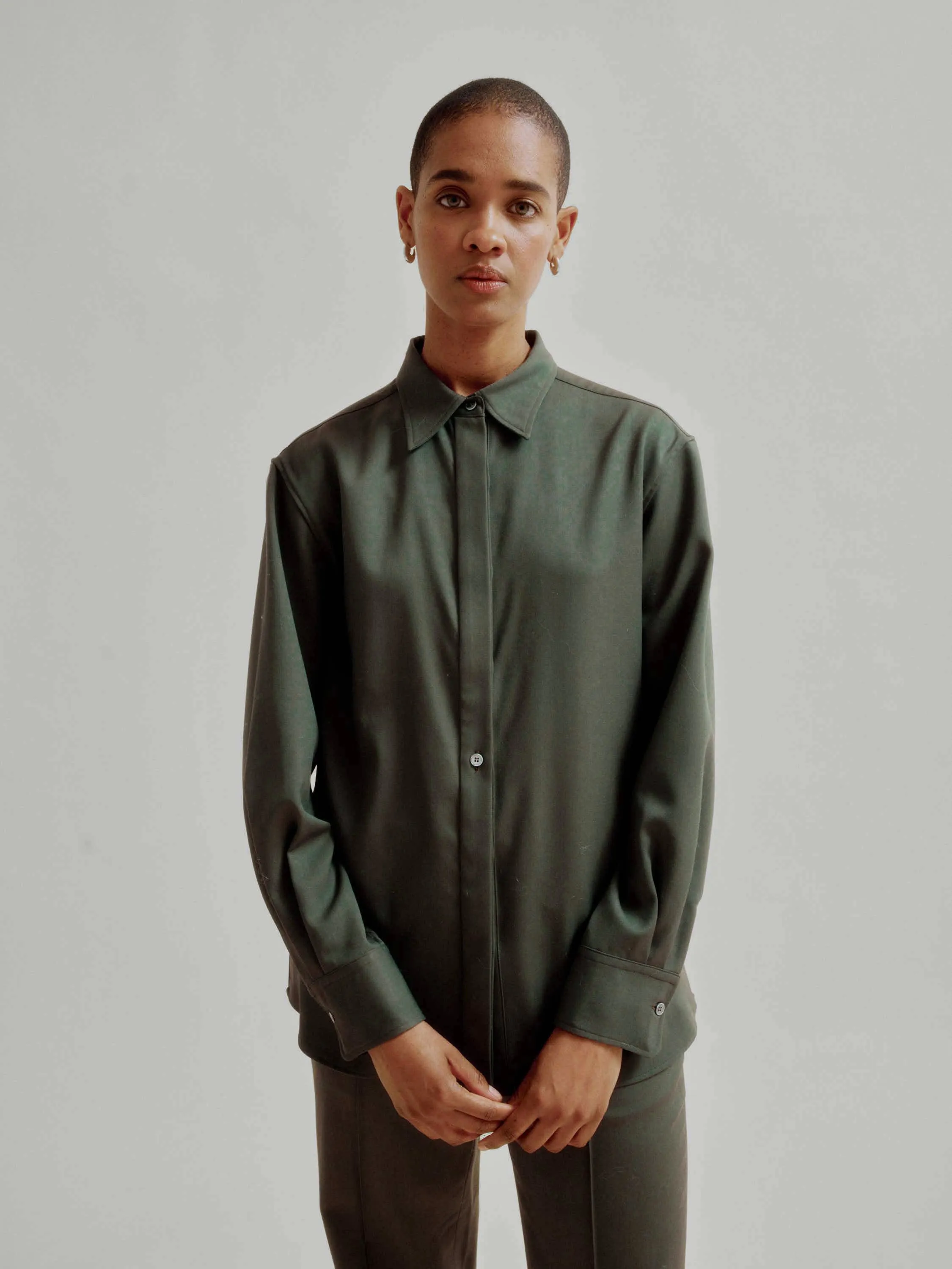 Slim Wool Shirt in Sap Green sold by Sayaka Davis product image thumbnail 2