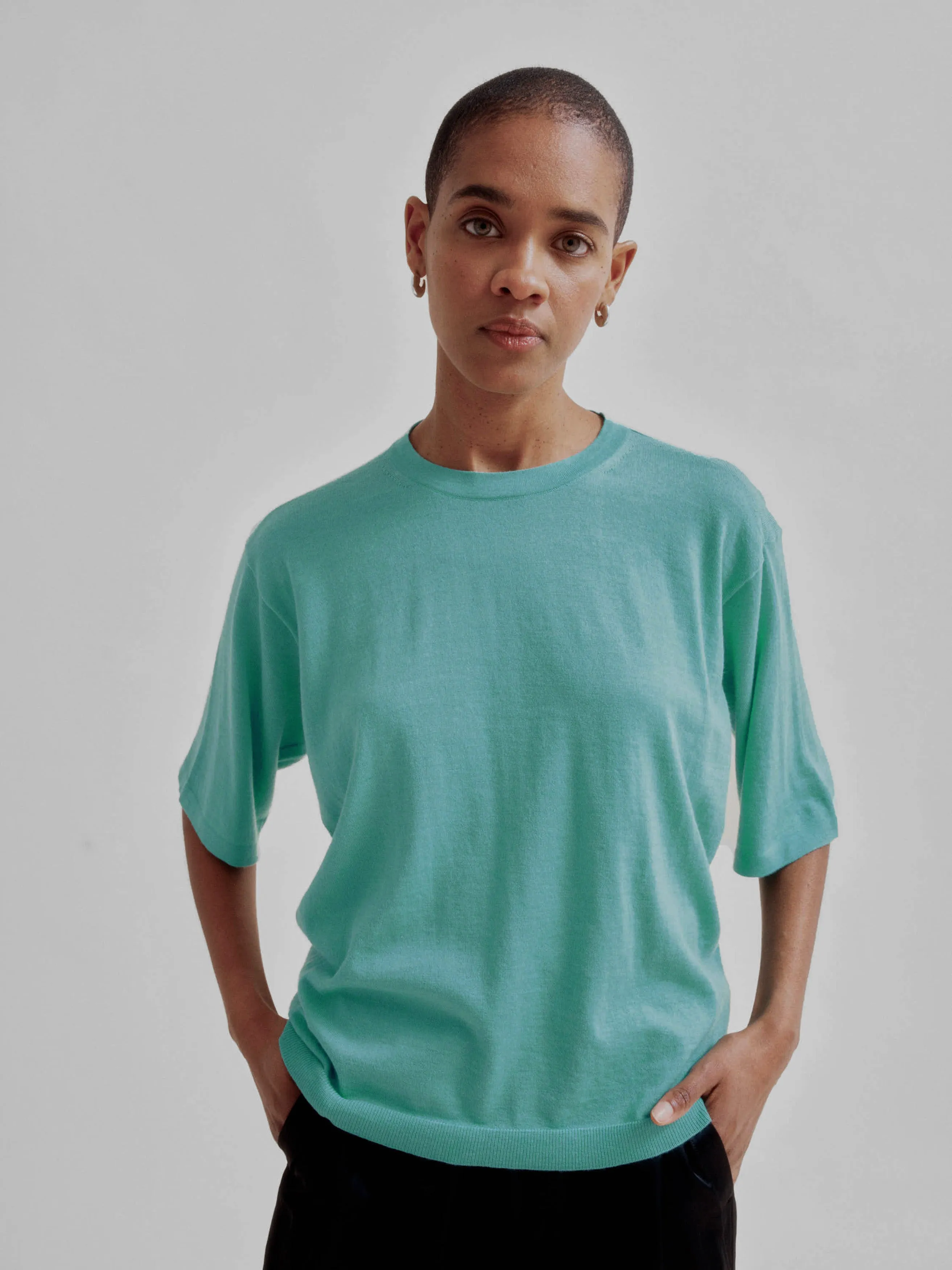 Cashmere Tee in Jade sold by Sayaka Davis