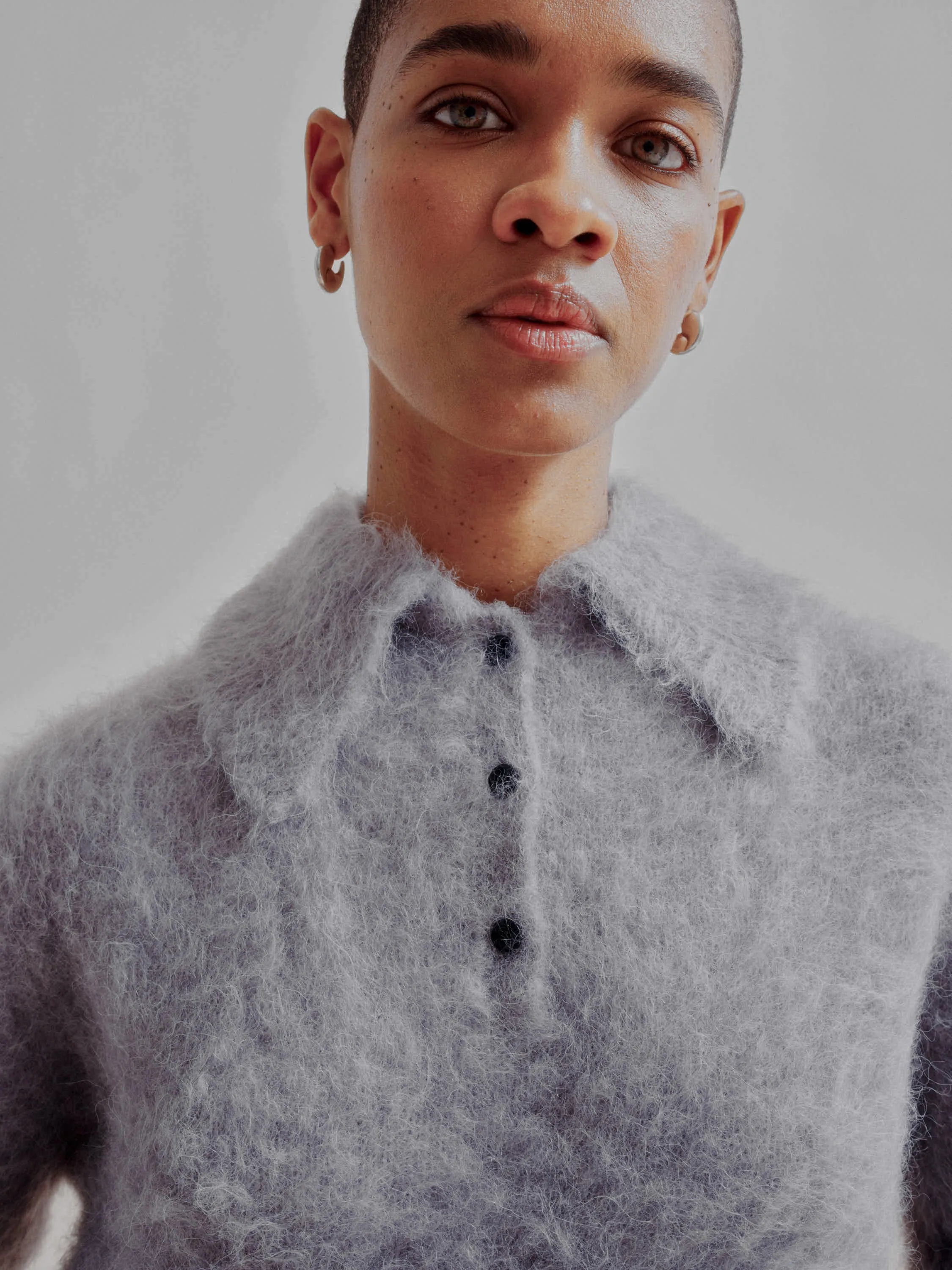 Compact Knit Polo in Silver sold by Sayaka Davis product image thumbnail 2