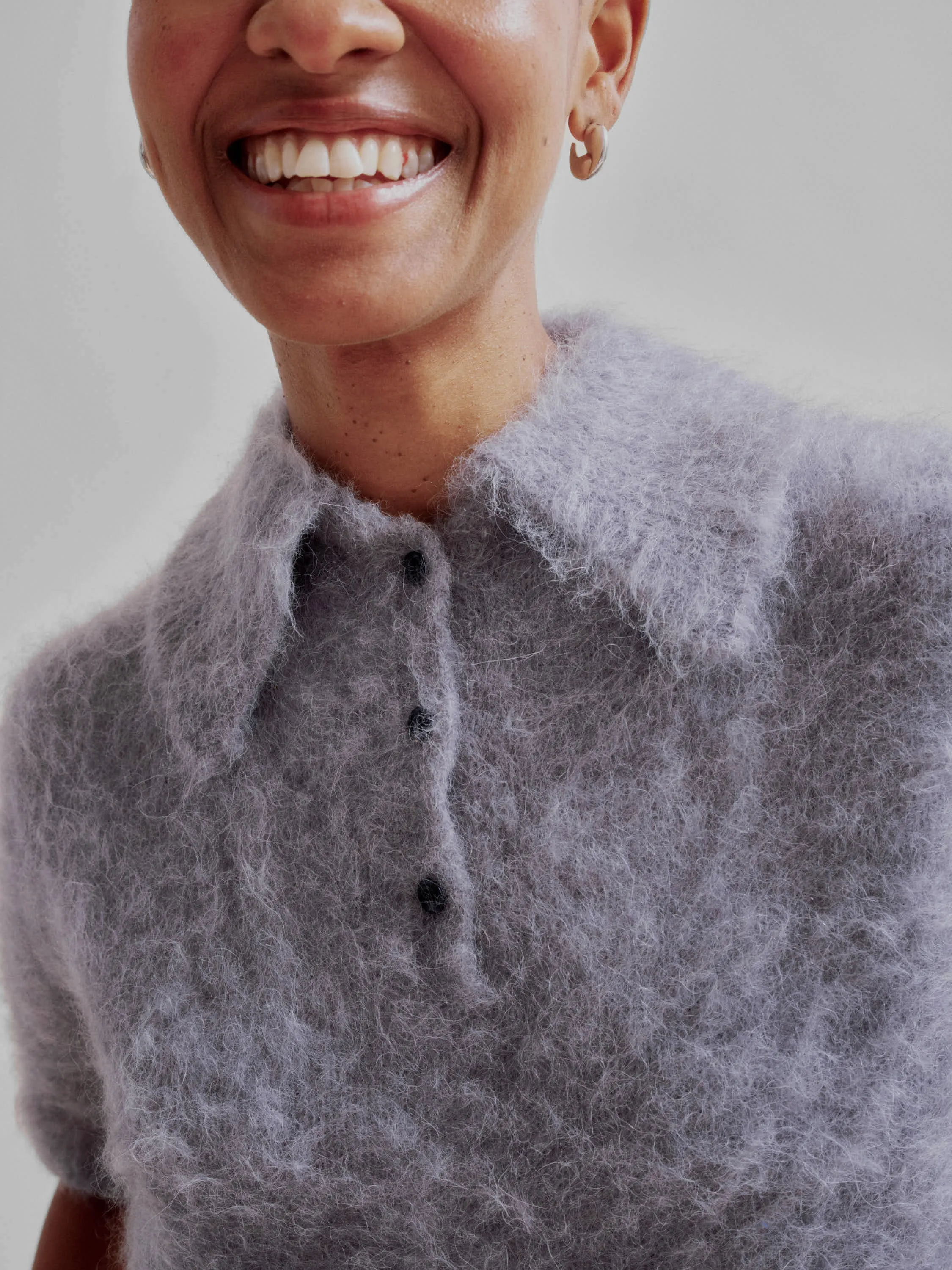 Compact Knit Polo in Silver sold by Sayaka Davis product image thumbnail 3