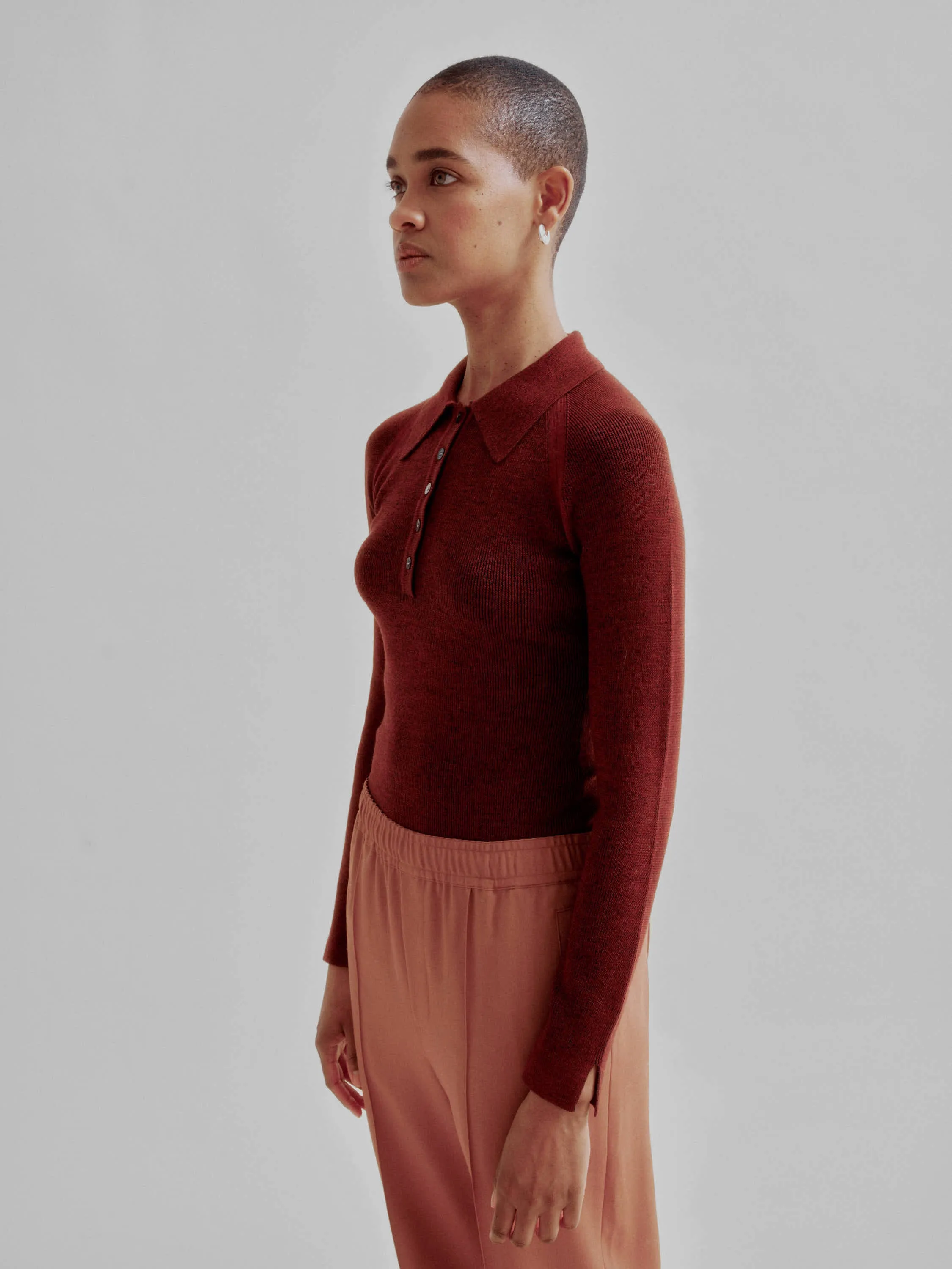 Combo Ribbed Polo in Rust x Navy sold by Sayaka Davis product image thumbnail 4