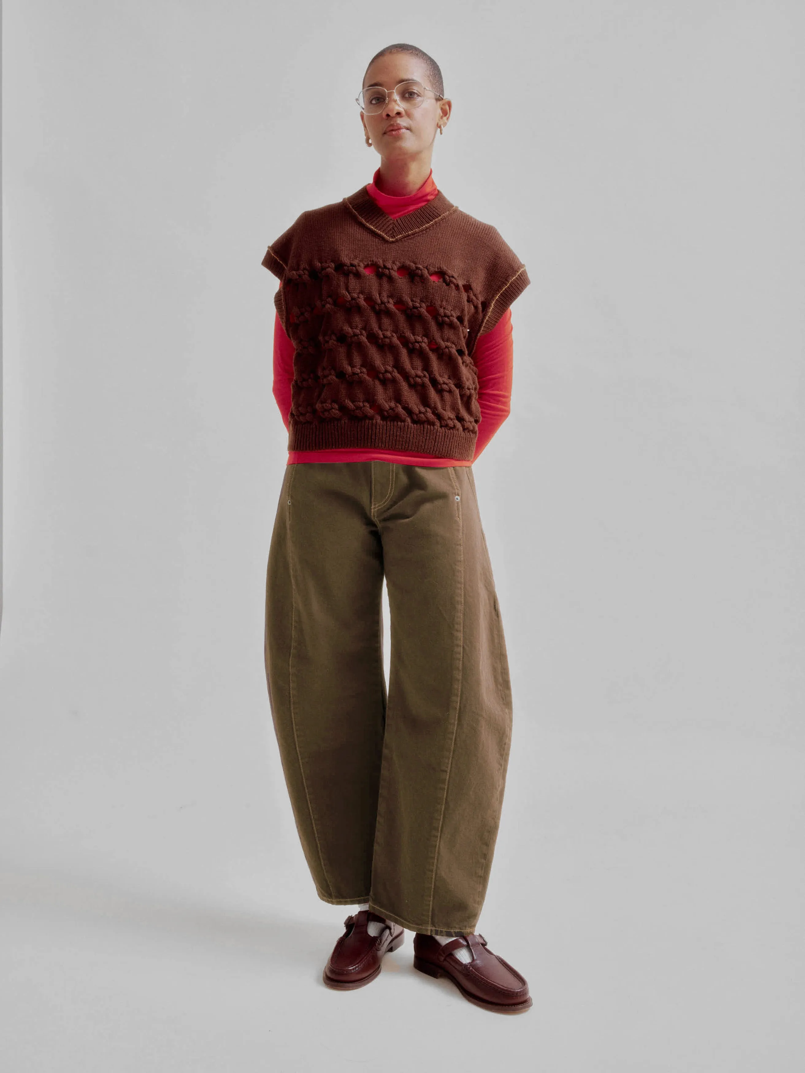 Open Cable Vest in Brown sold by Sayaka Davis product image thumbnail 2