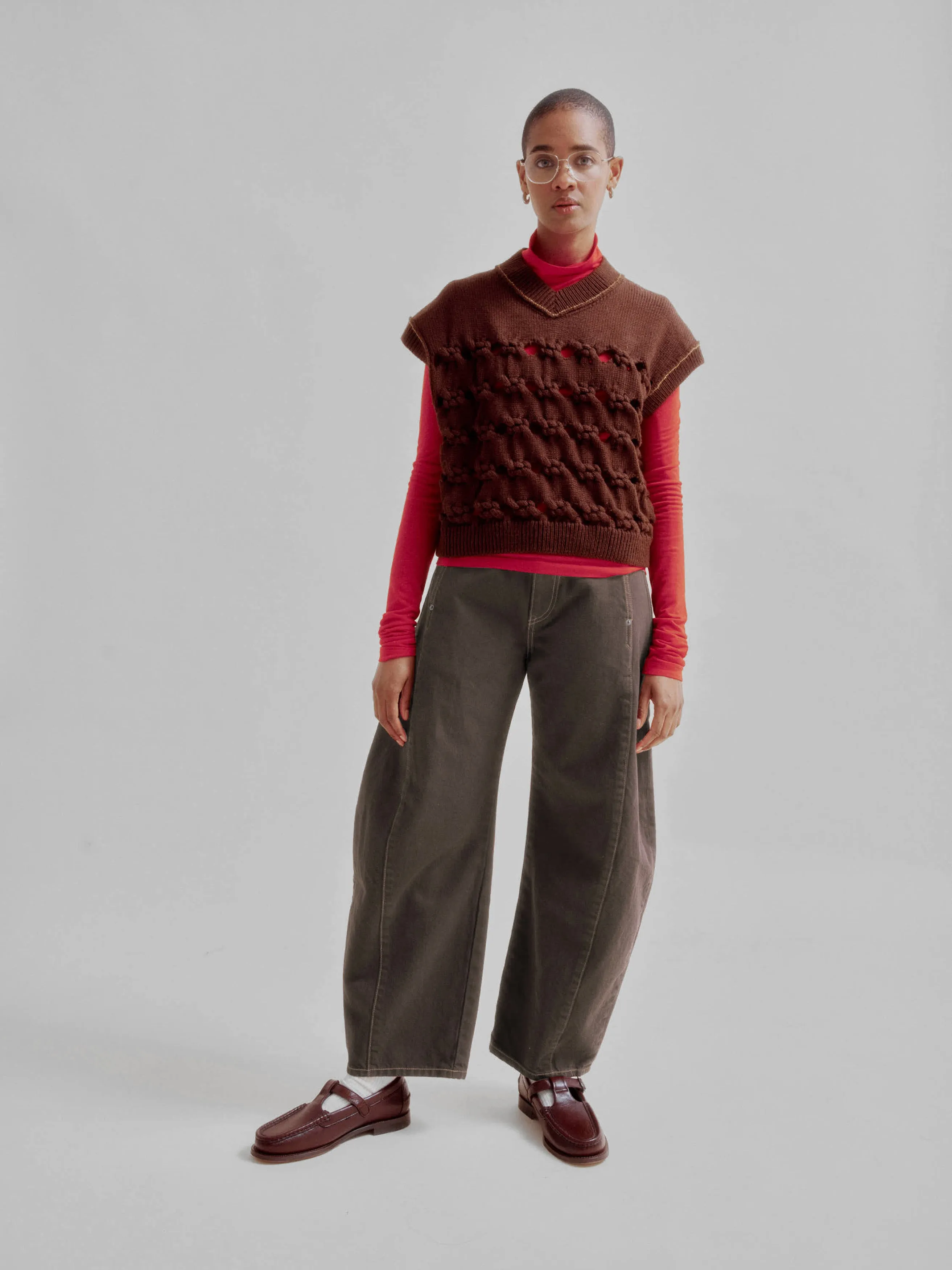 Open Cable Vest in Brown sold by Sayaka Davis product image thumbnail 4