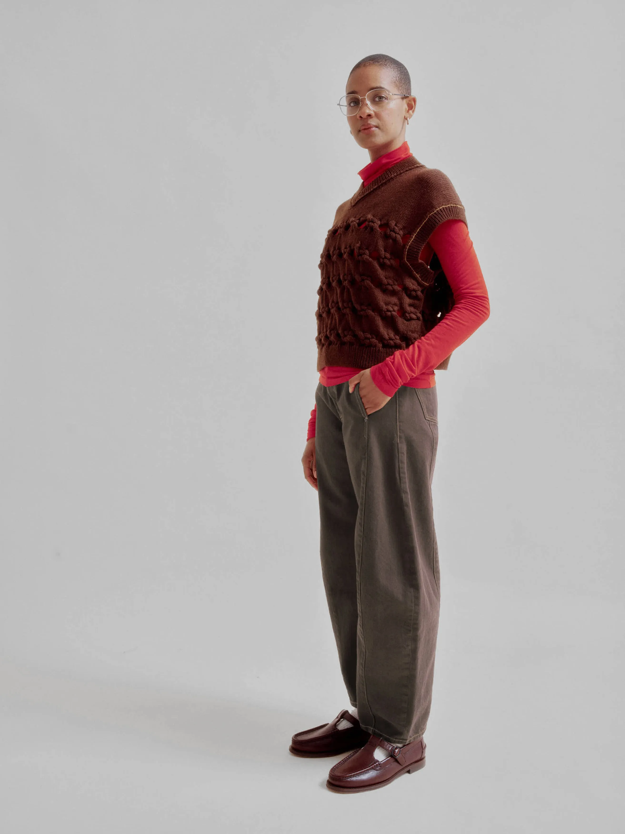 Open Cable Vest in Brown sold by Sayaka Davis product image thumbnail 3