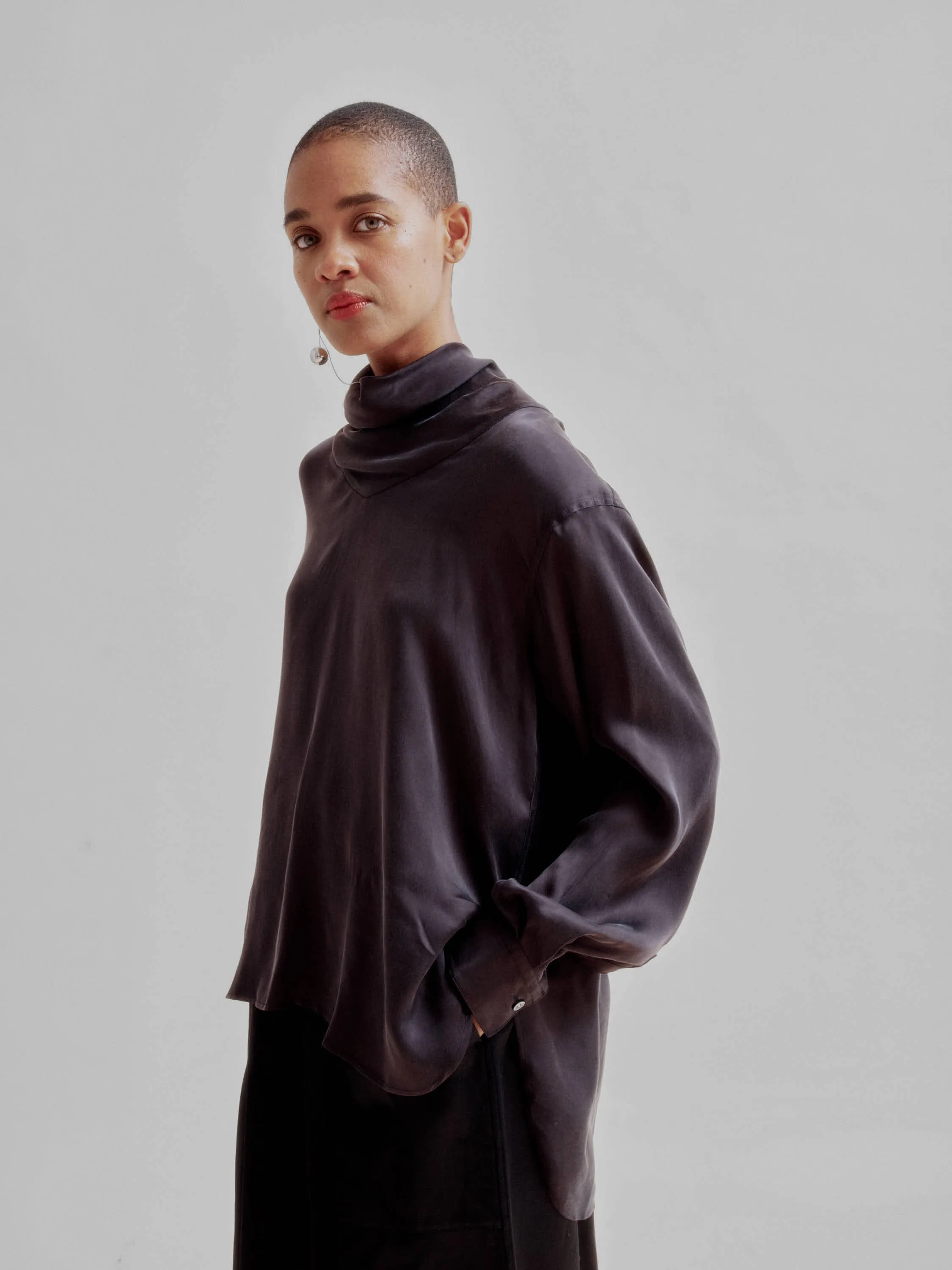 Scarf Collar Blouse in Black sold by Sayaka Davis