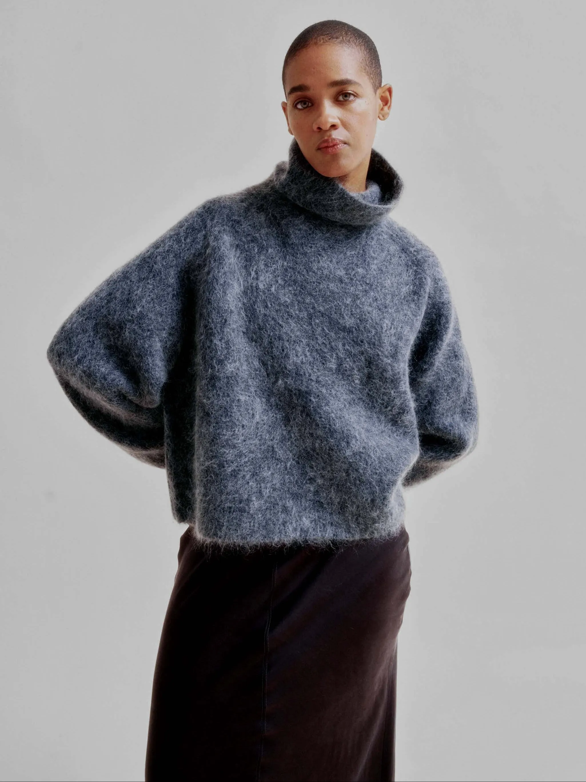 Mohair Highneck in Charcoal sold by Sayaka Davis