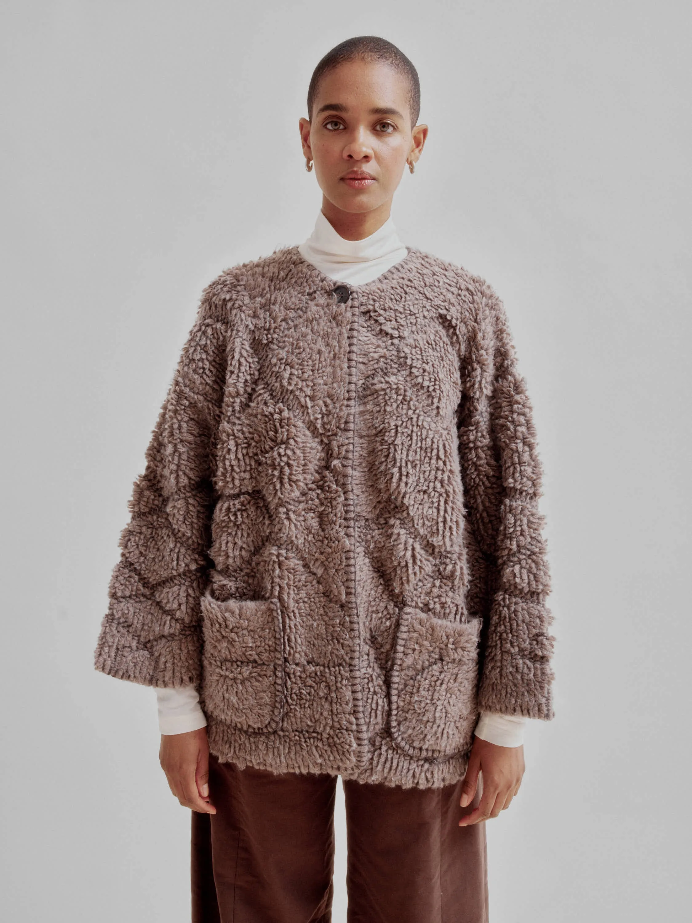 PILE KNIT COAT IN TAUPE sold by Sayaka Davis product image thumbnail 3