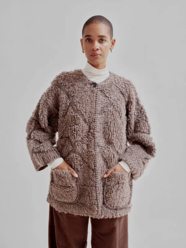PILE KNIT COAT IN TAUPE made by Sayaka Davis