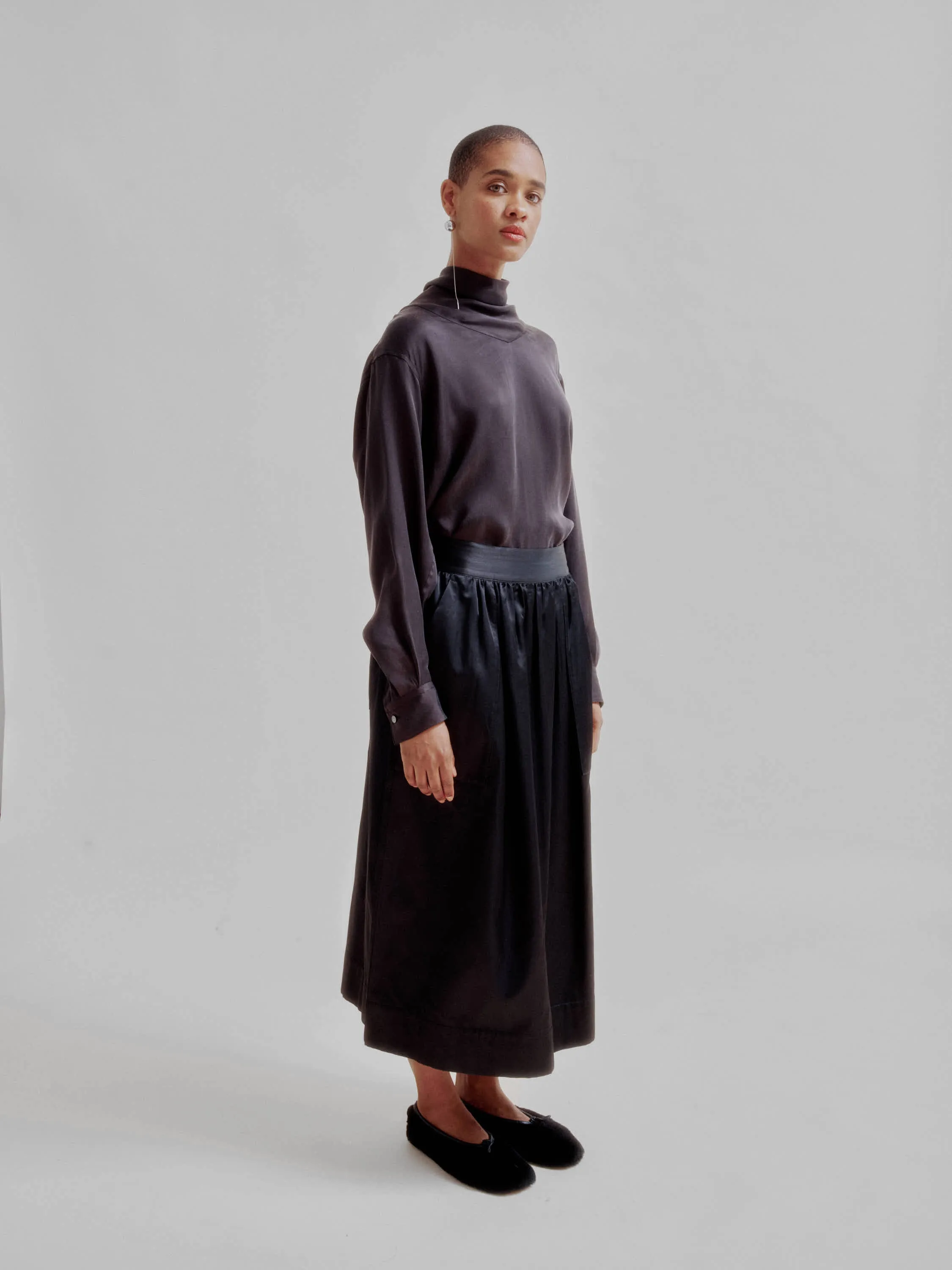 SCARF COLLAR BLOUSE IN BLACK sold by Sayaka Davis product image thumbnail 5