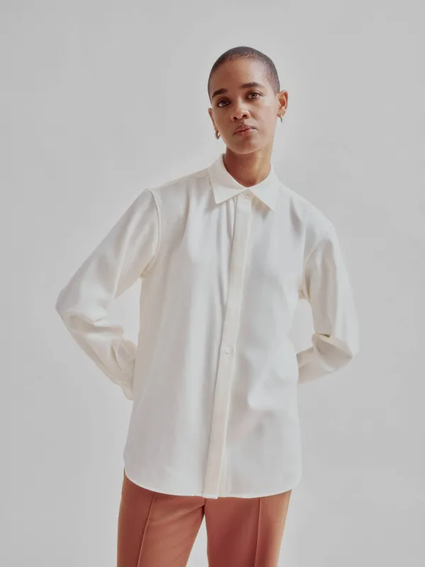 Slim Wool Shirt in Off White sold by Sayaka Davis