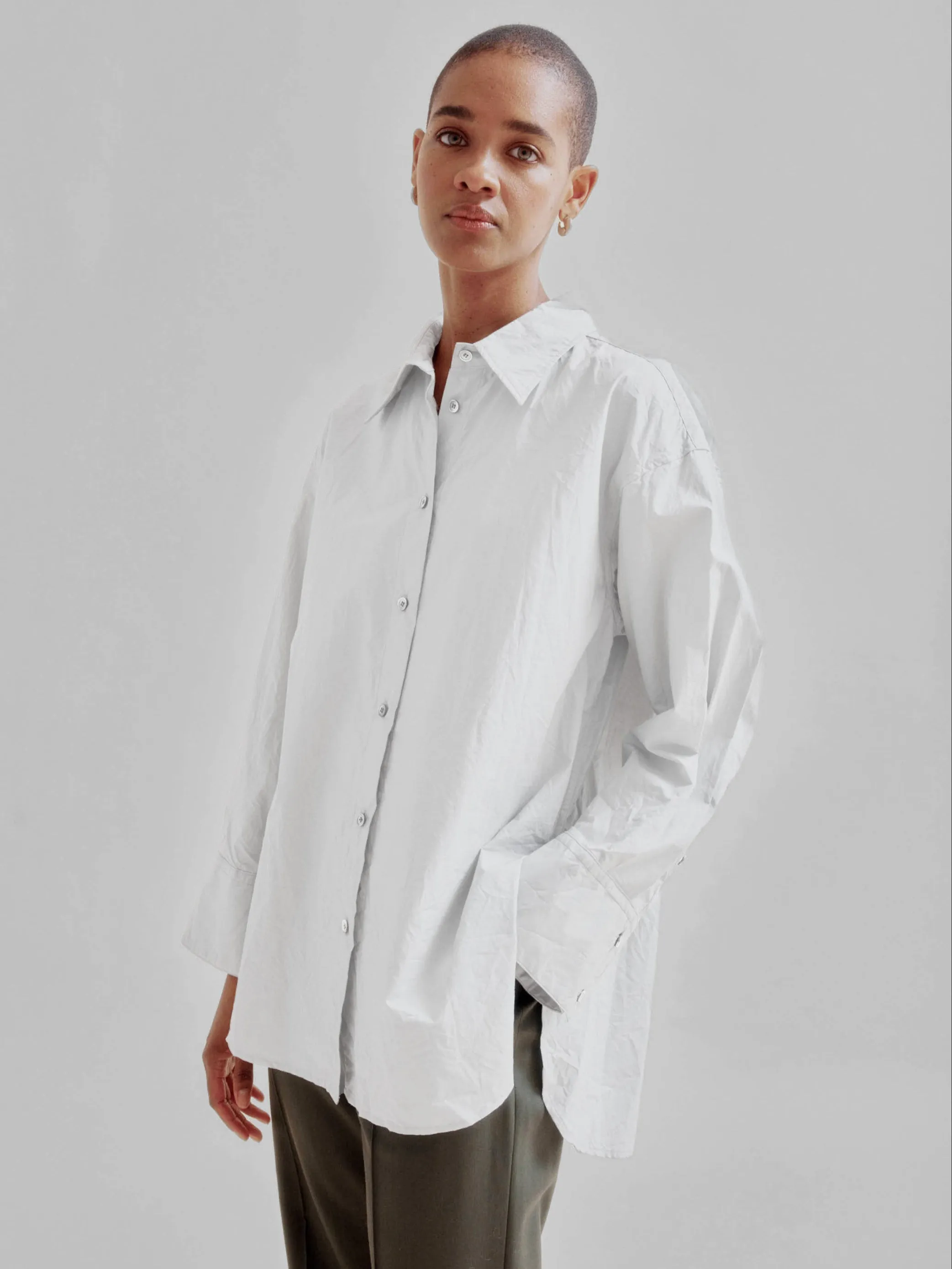 Crinkled Oversized Shirt in White sold by Sayaka Davis