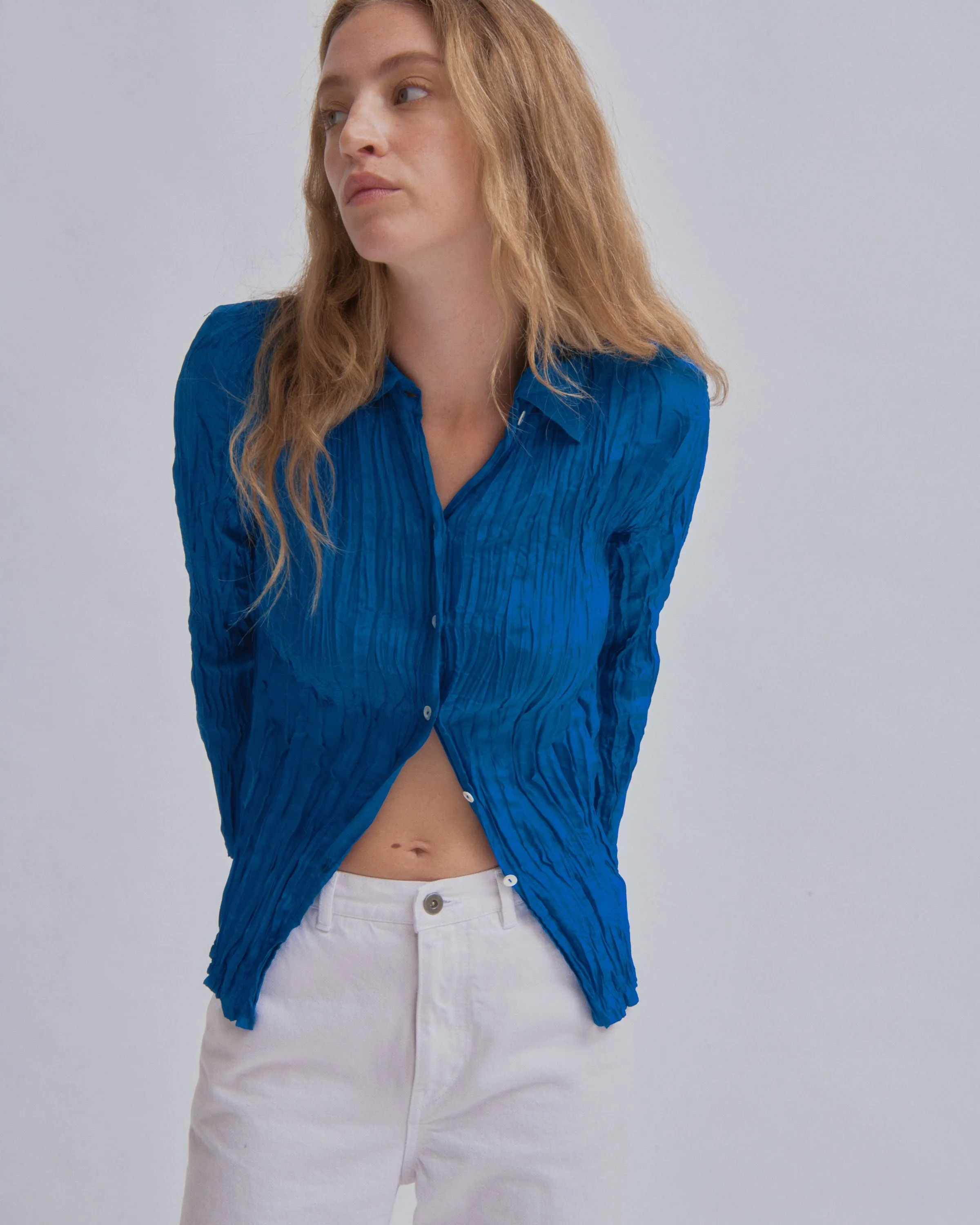 Hand Pleated Shirt in Cerulean sold by Sayaka Davis