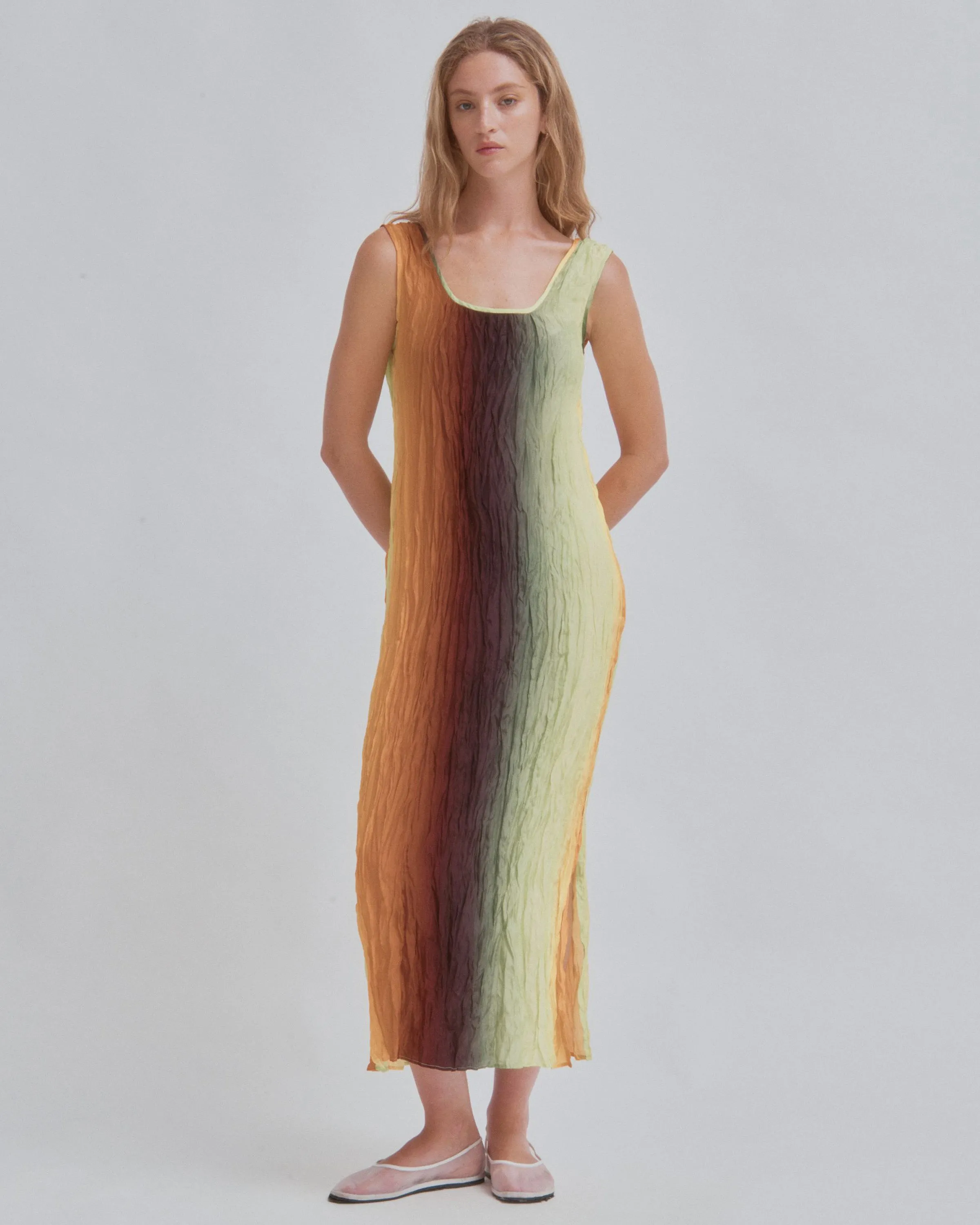 Hand Pleated Dress in Gradient sold by Sayaka Davis