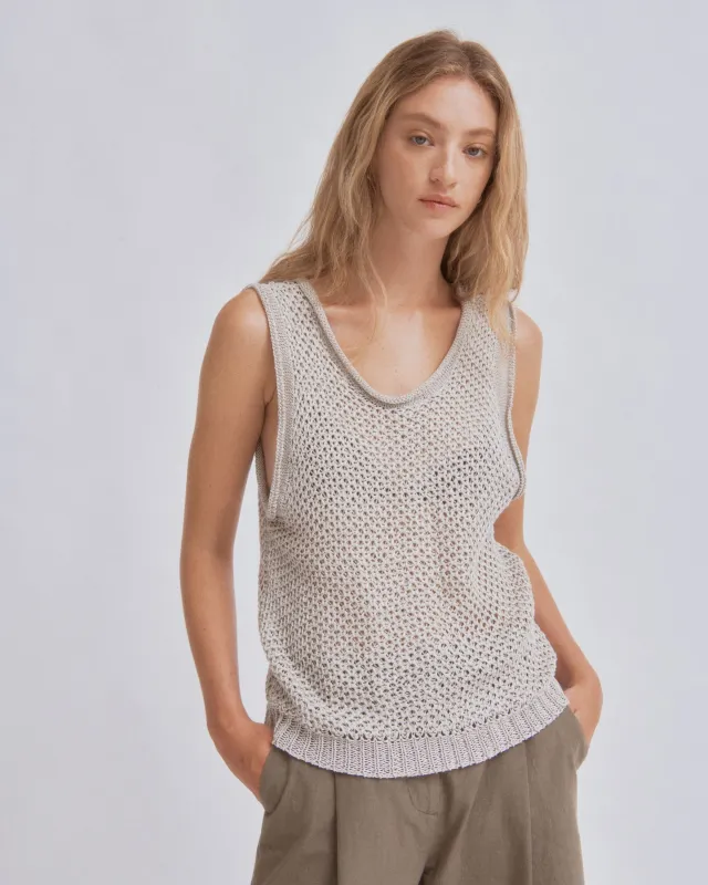 Linen Knit Tank in Sand made by Sayaka Davis