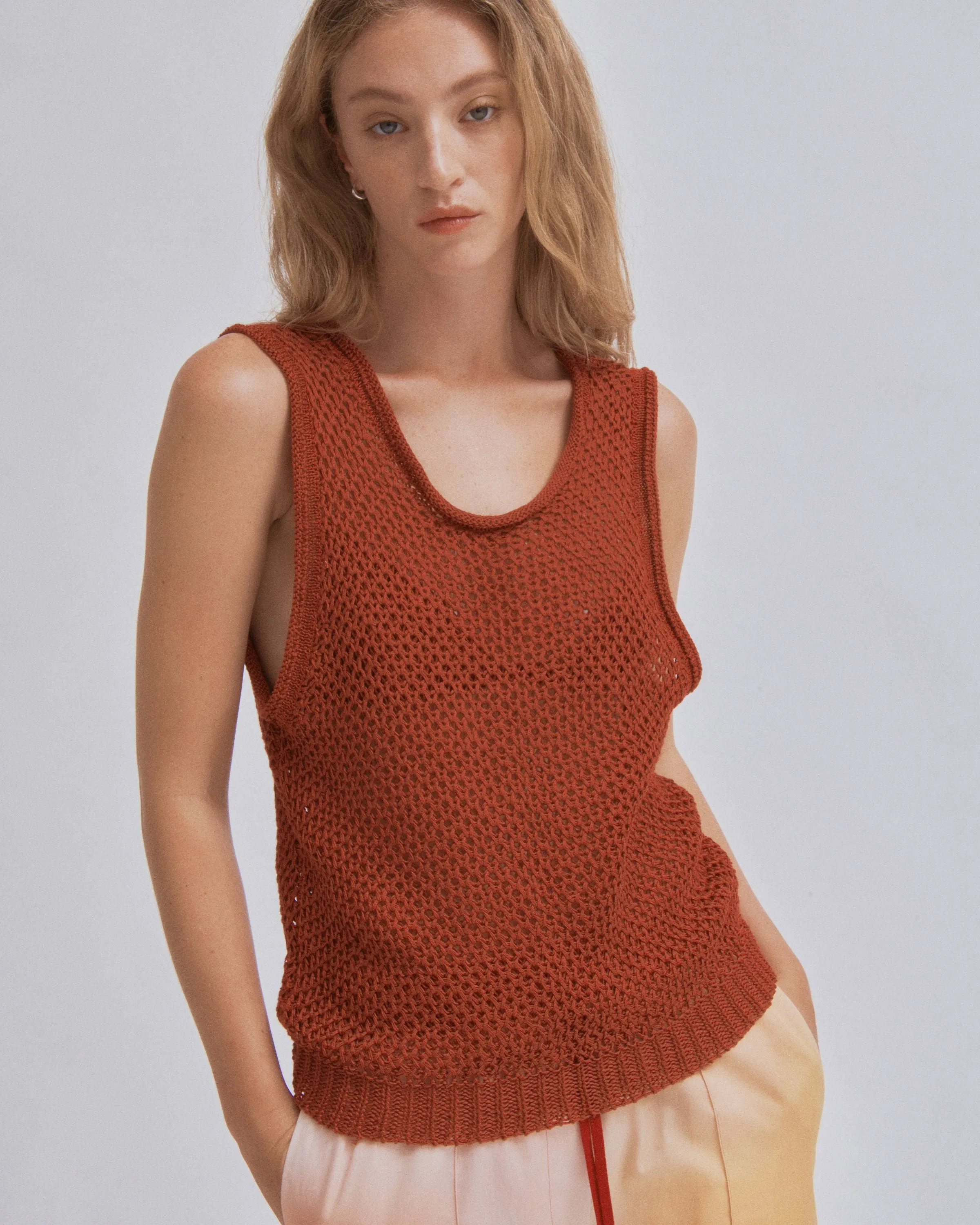 Linen Knit Tank in Brick sold by Sayaka Davis product image thumbnail 3
