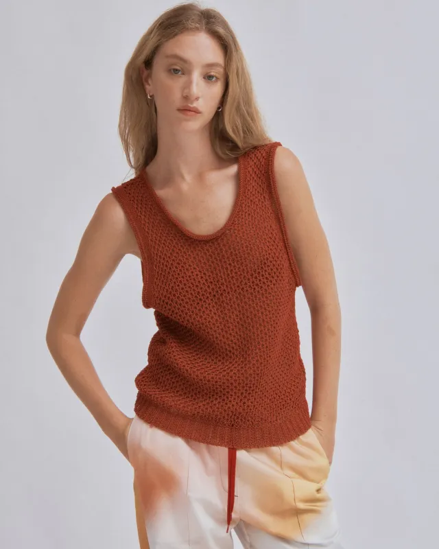 Linen Knit Tank in Brick made by Sayaka Davis