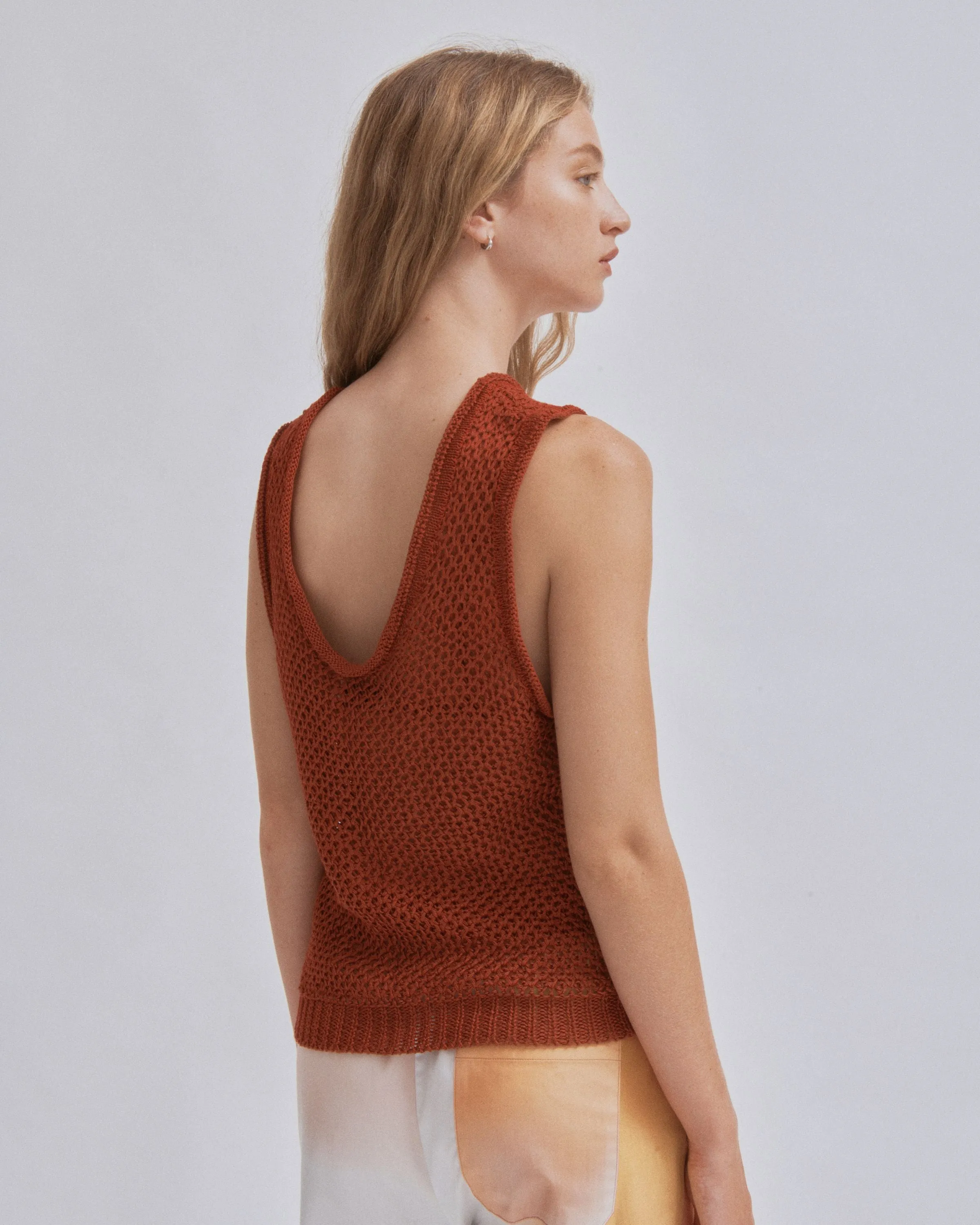 Linen Knit Tank in Brick sold by Sayaka Davis product image thumbnail 2
